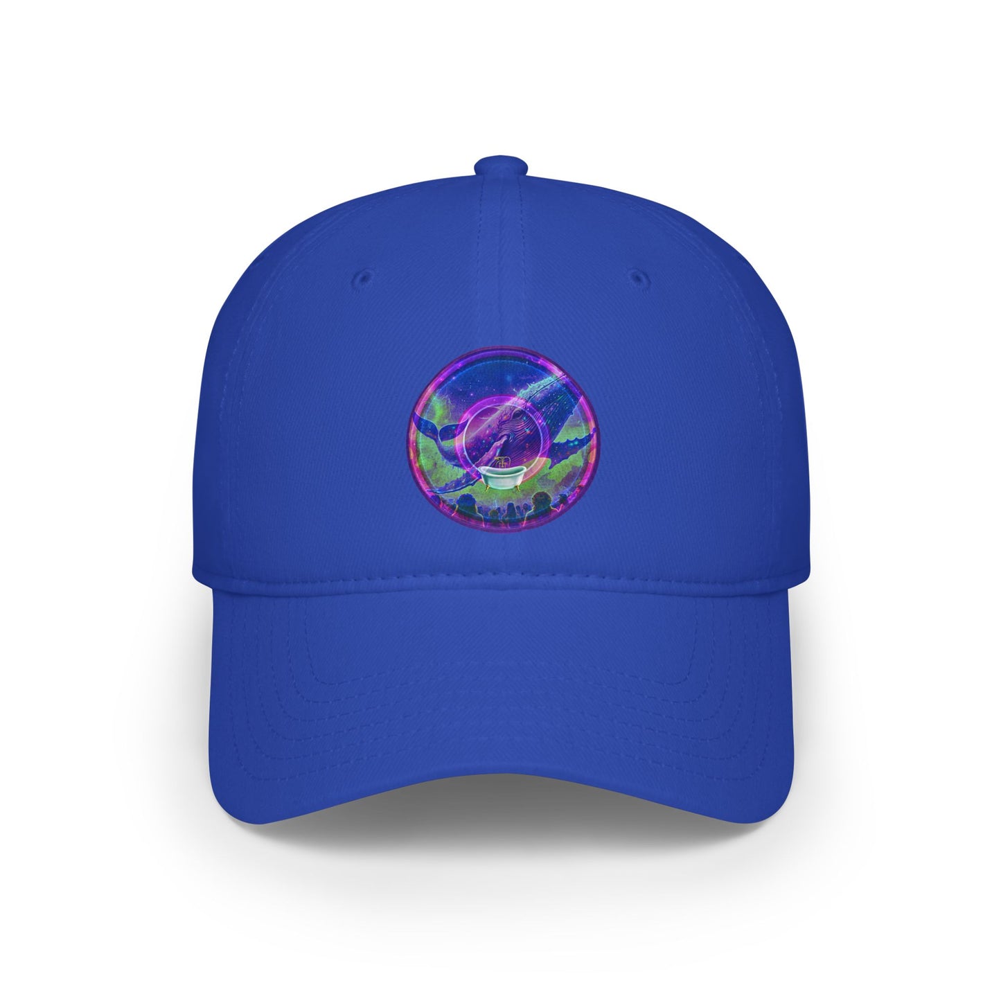 Lumpy Donut Baseball Cap - "Whale of a Good Donut Cap" - variant 2 - purple/green pic donut w/