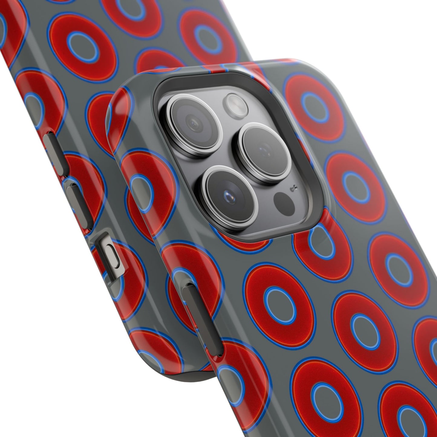 Impact-Resistant Lumpy Donut Case - red vivid donut print w/dark gray background