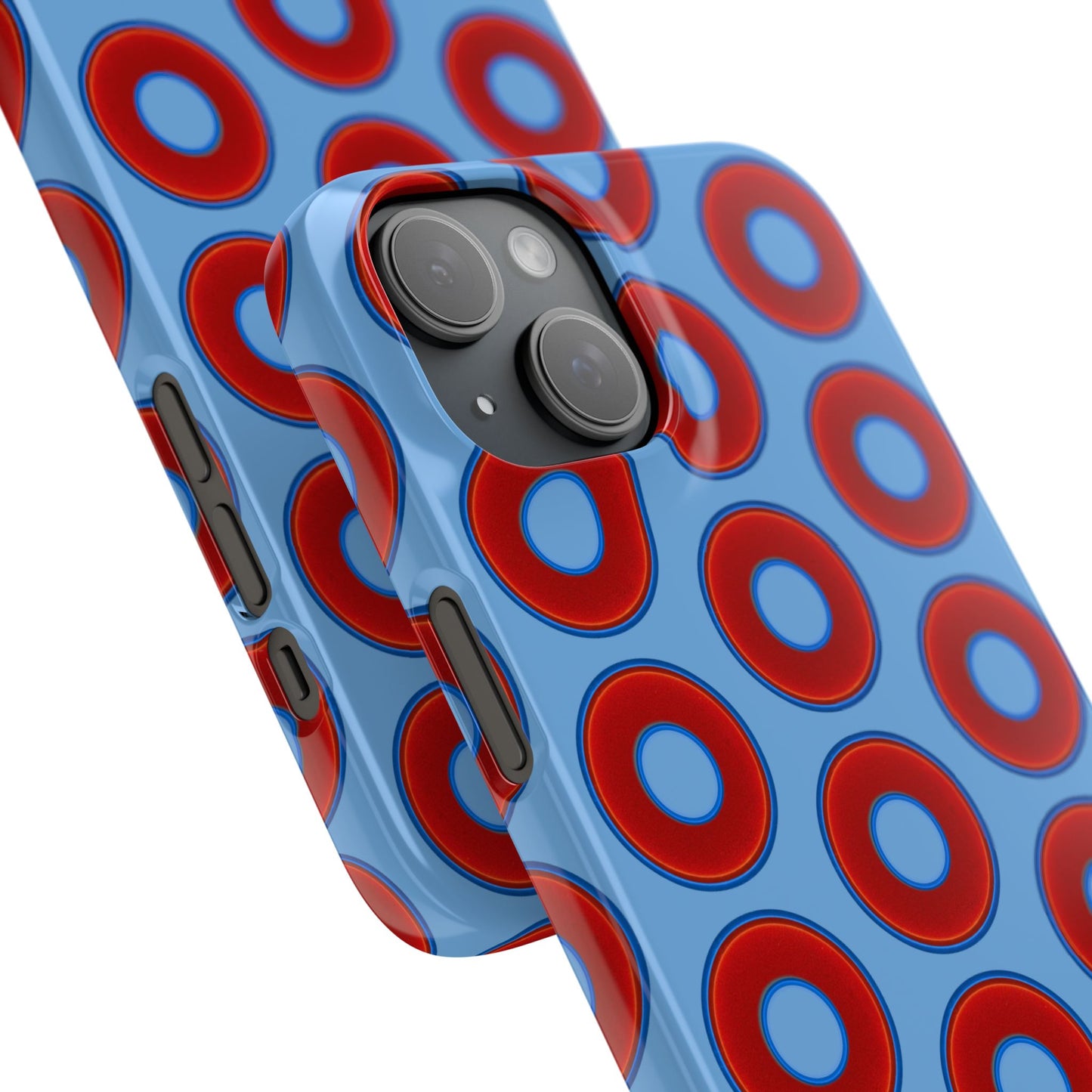 Lumpy Donut Snap Case - red vivid donut print w/light blue background