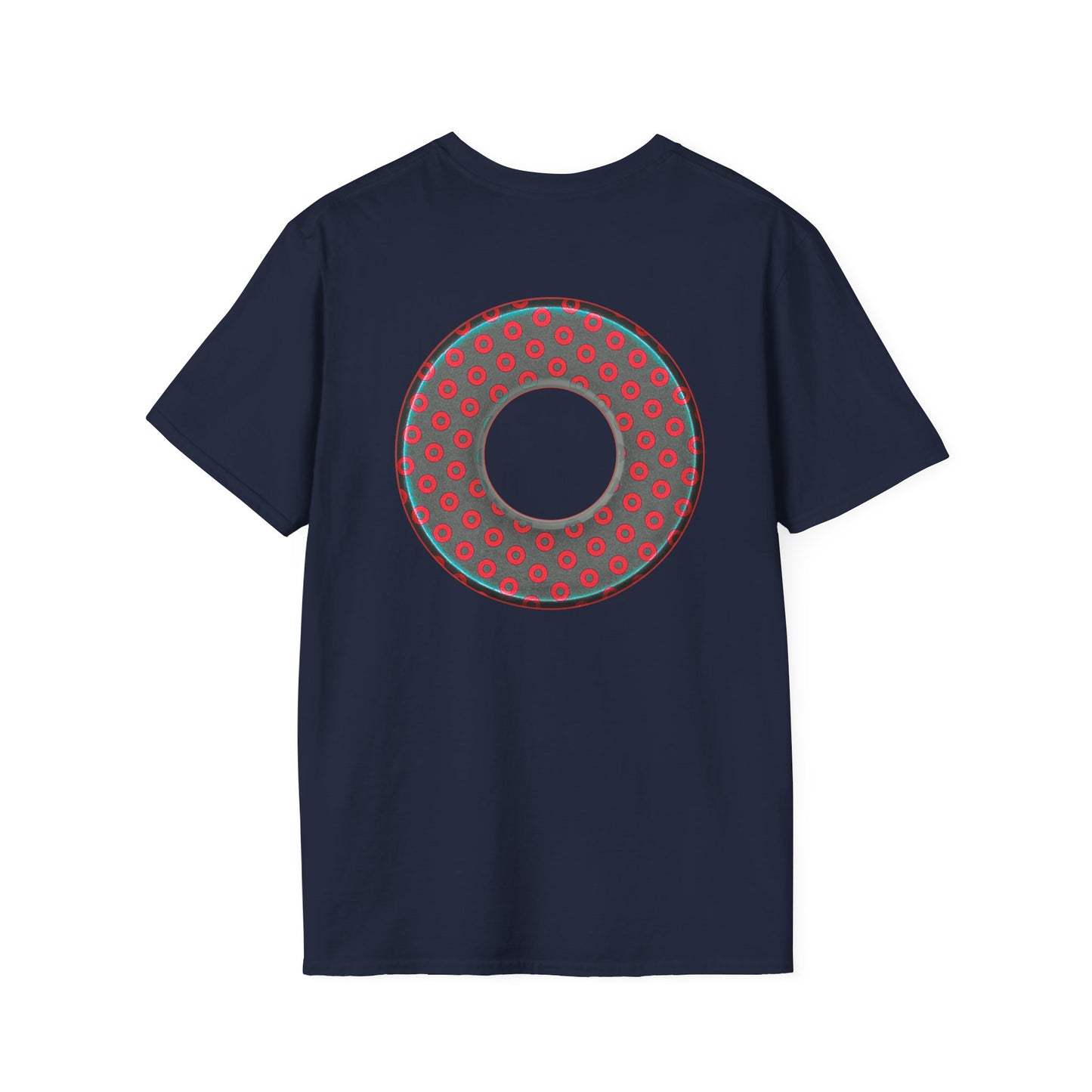 Plain Donuts/Unisex Soft-Style - "Plain Electric Paradoxical Donuts" - dark teal/red donuts