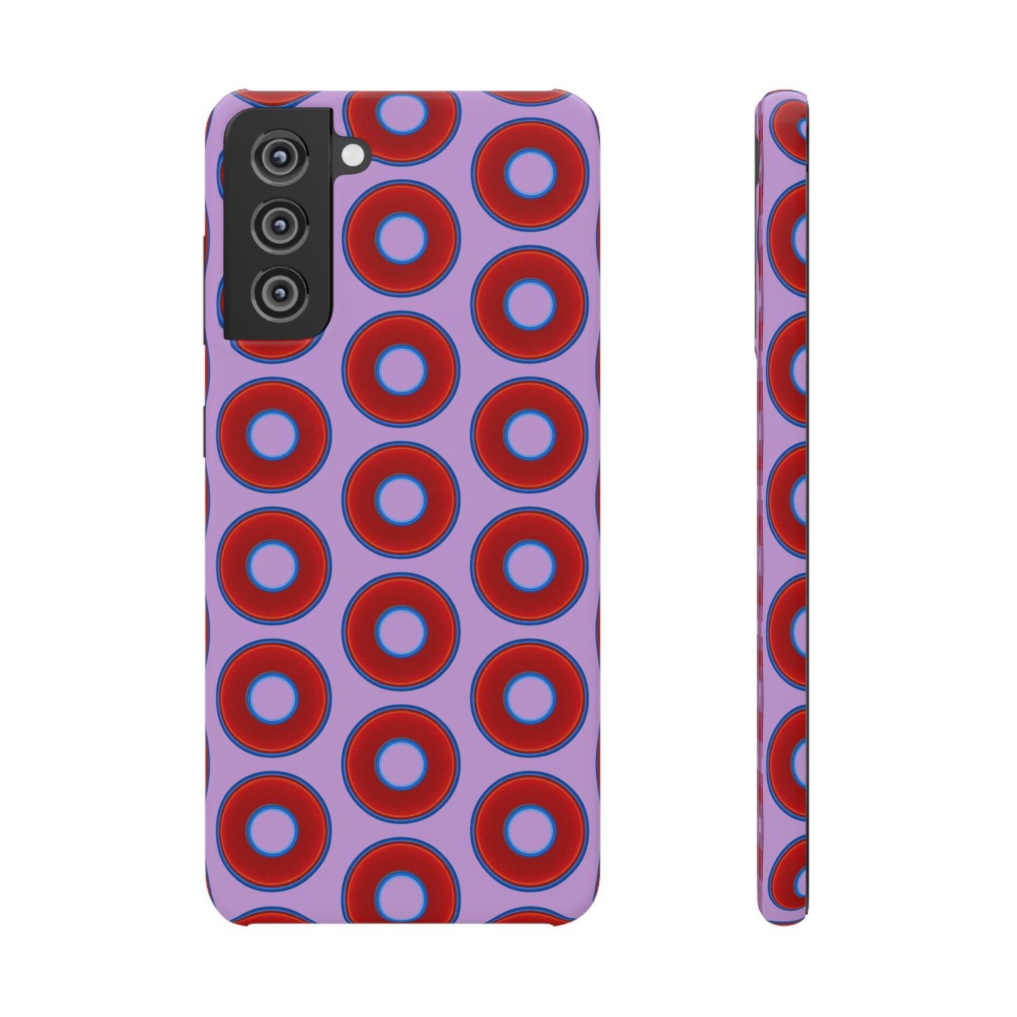 Lumpy Donut Snap Case - red vivid donut print w/wisteria purple background