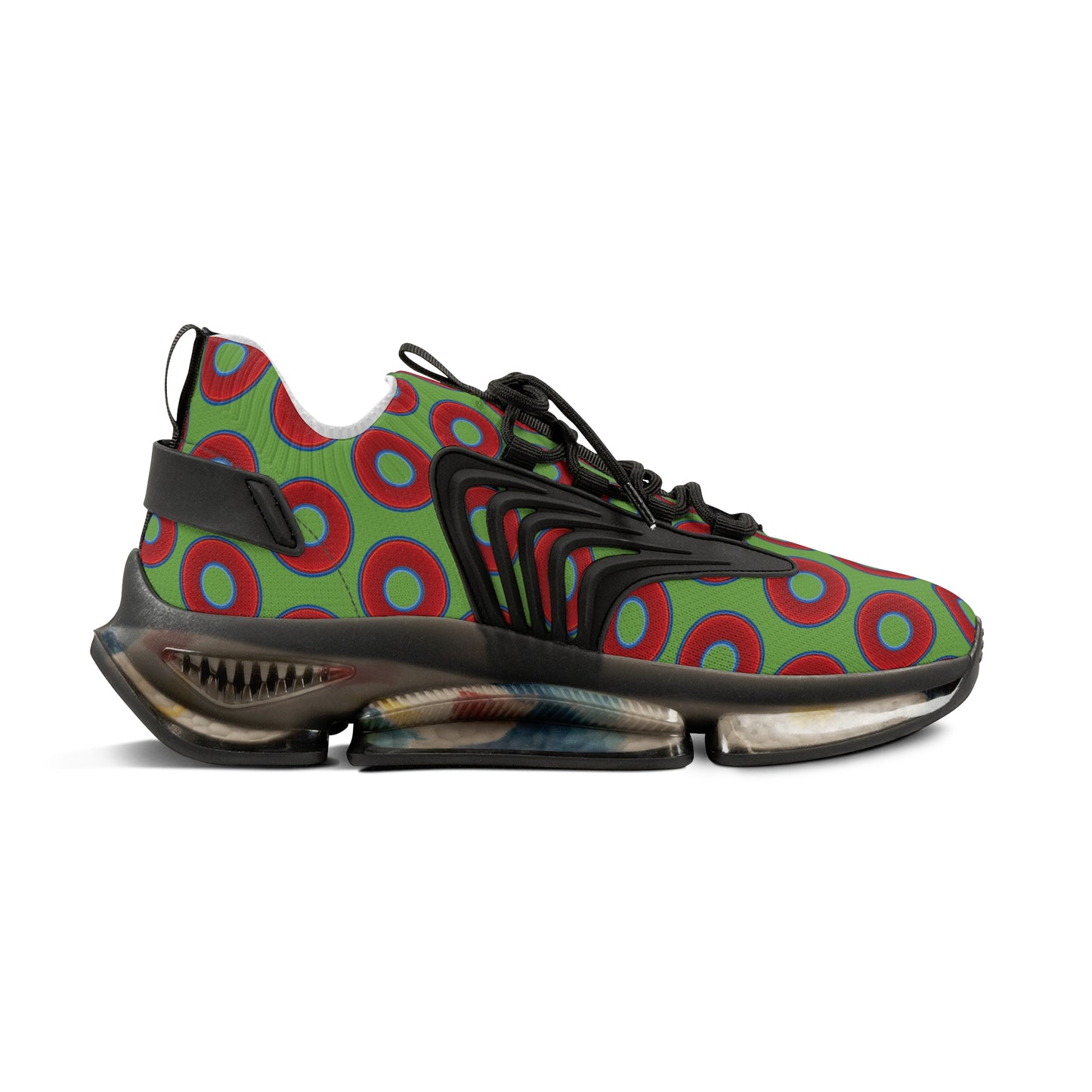 Donut Kicks - red vivid donut print w/light green background