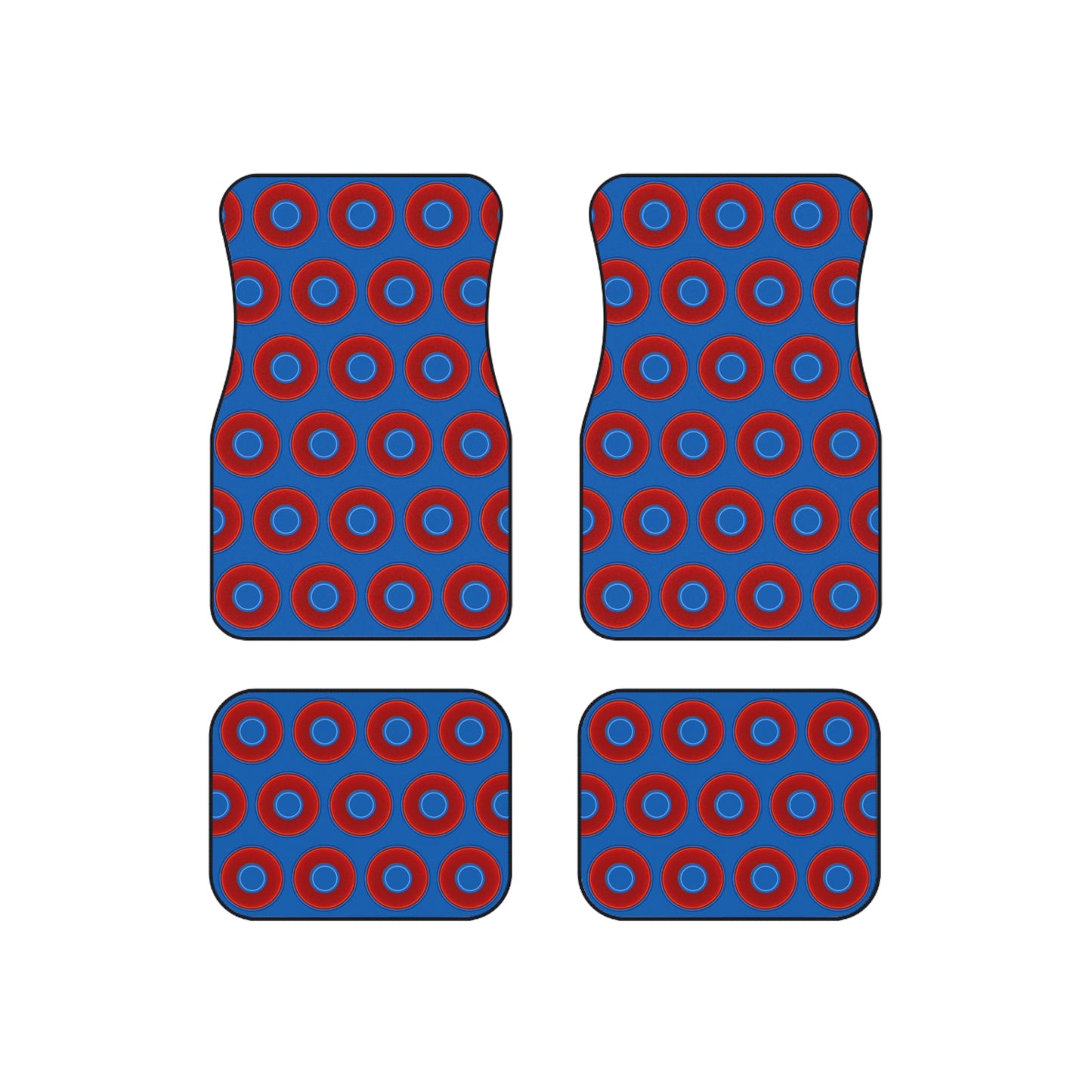 Contacted Car Mats - vivid donut print w/dark royal blue background
