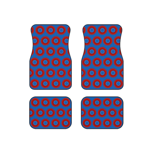 Contacted Car Mats - vivid donut print w/dark royal blue background