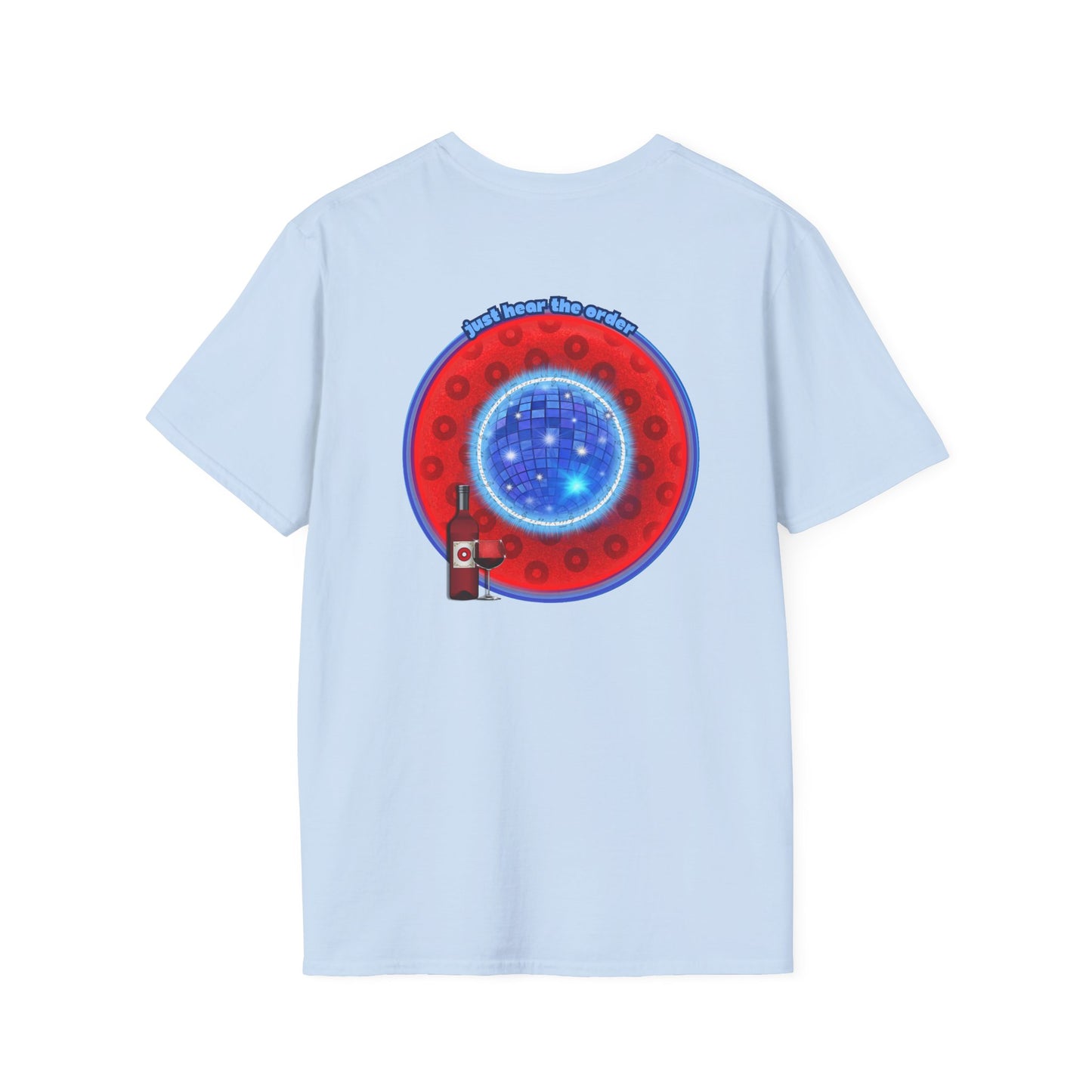 Classic Donut Tee - Unisex Soft-Style - "The Skipper's Donut" - red/blue paradoxical widemouthed donut