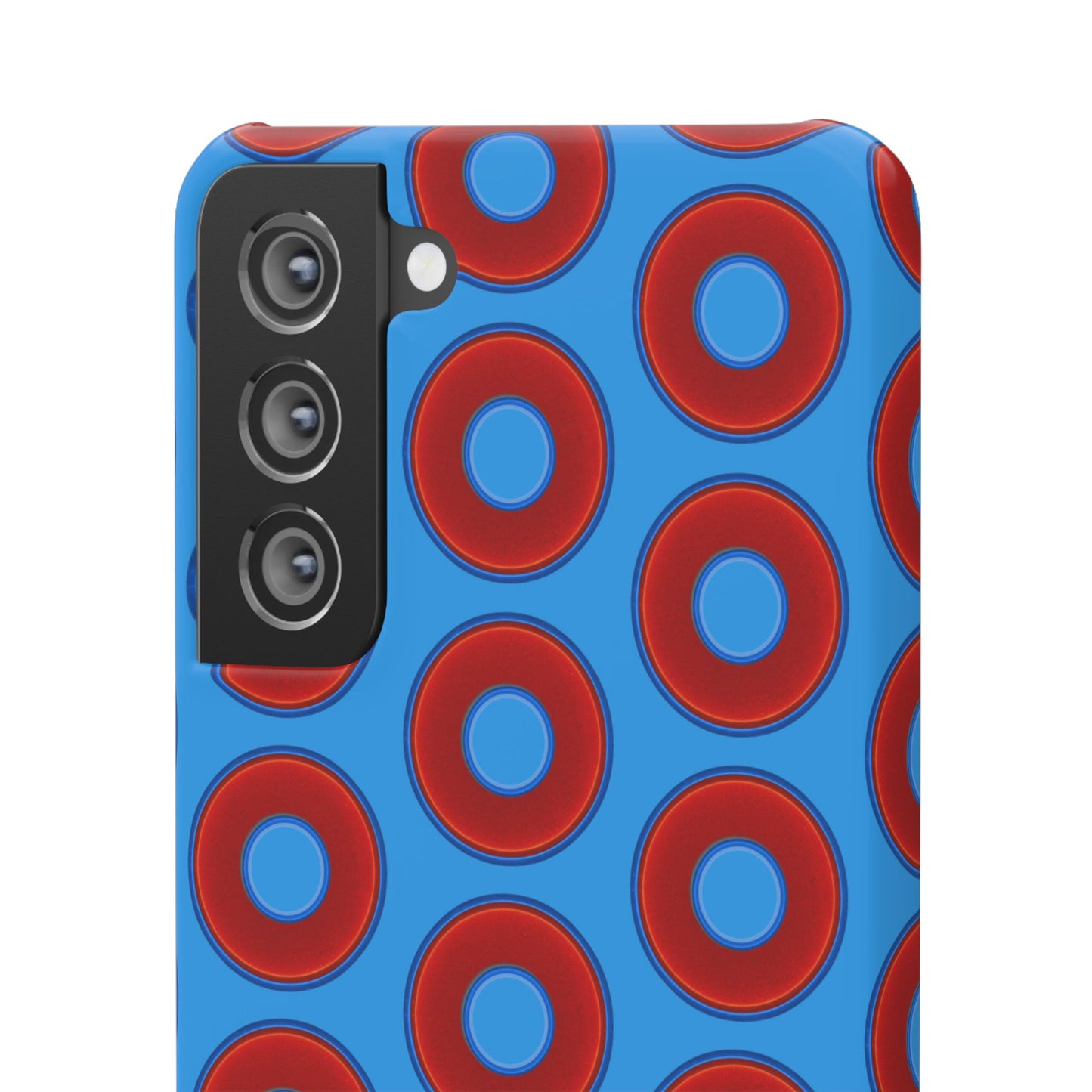 Lumpy Donut Snap Case - red vivid donut print w/sky royal blue background
