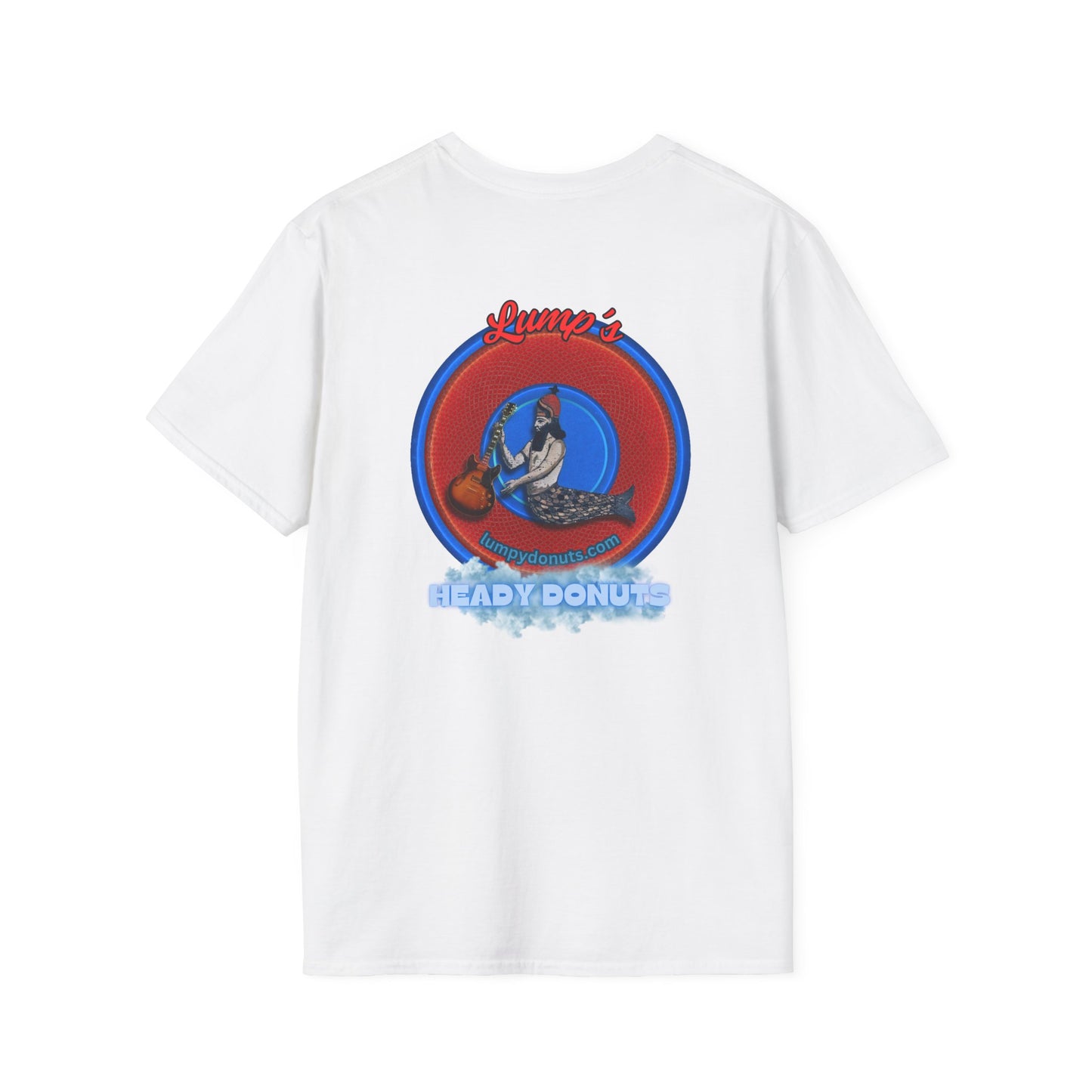 Classic Donut Tee - Unisex Soft-Style - "Lump's Heady Donuts Logo" - series 1.0  - red/blue rustic donut
