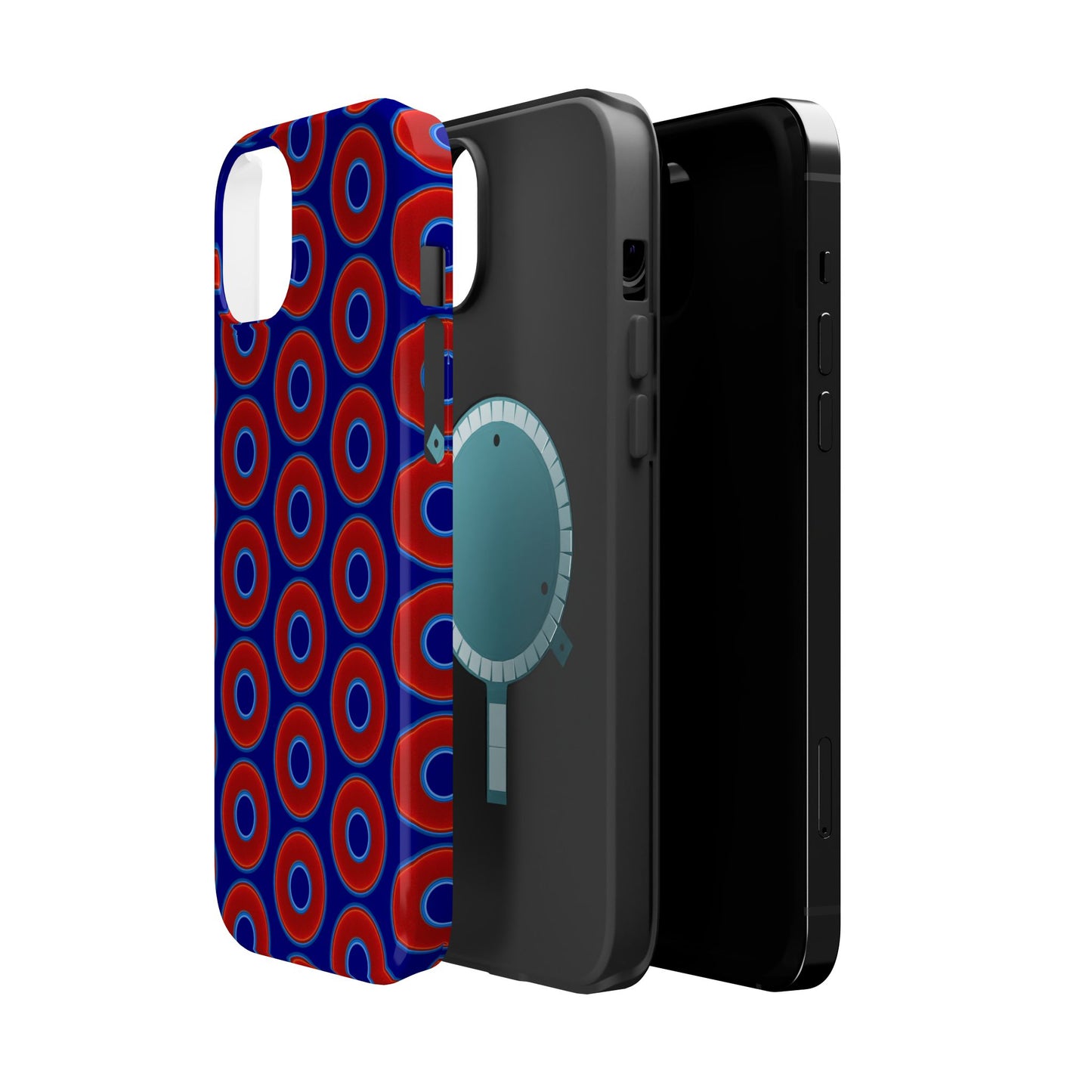 Magnetic Tough Donut Case - red vivid donut print w/vivid navy blue background