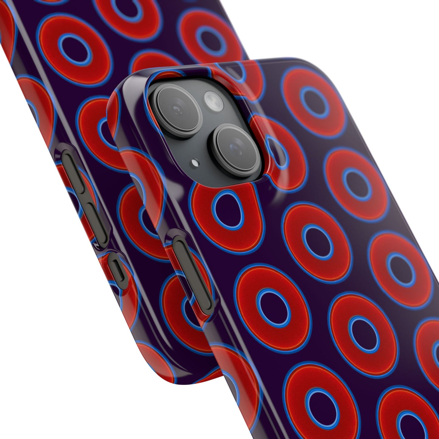 Lumpy Donut Snap Case - red vivid donut print w/midnight purple background