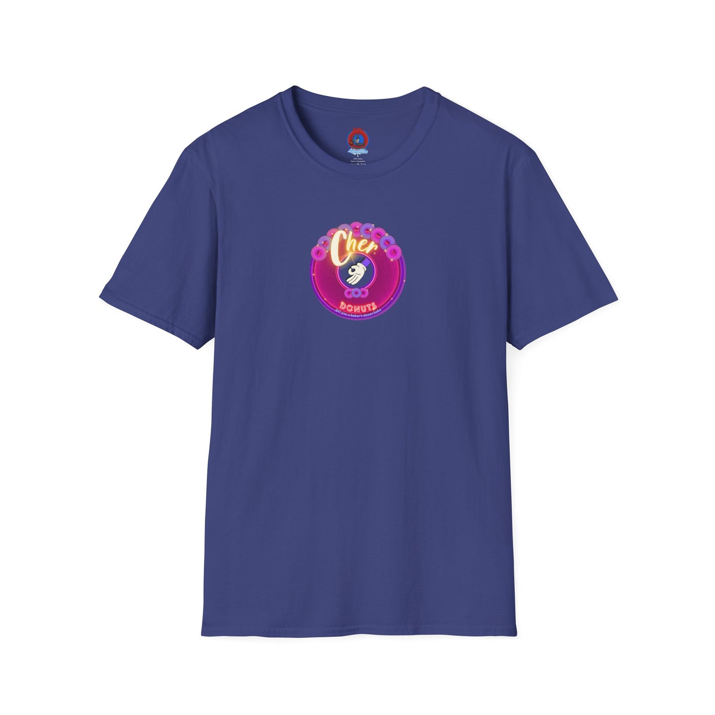 Classic Donut Tee - Unisex Soft-Style - "Chering is Caring Donut' - vivid magenta/purple donut