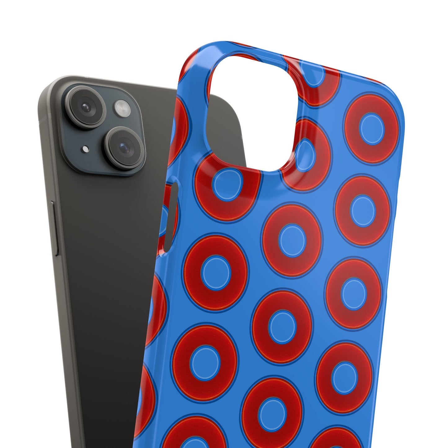 Lumpy Donut Snap Case - red vivid donut print w/light royal blue background