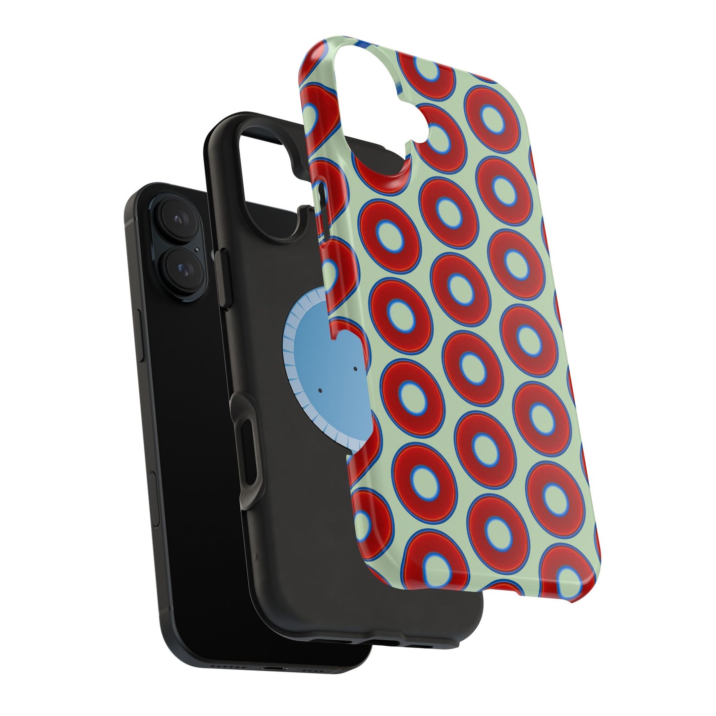 Magnetic Tough Donut Case - red vivid donut print w/seafoam green background