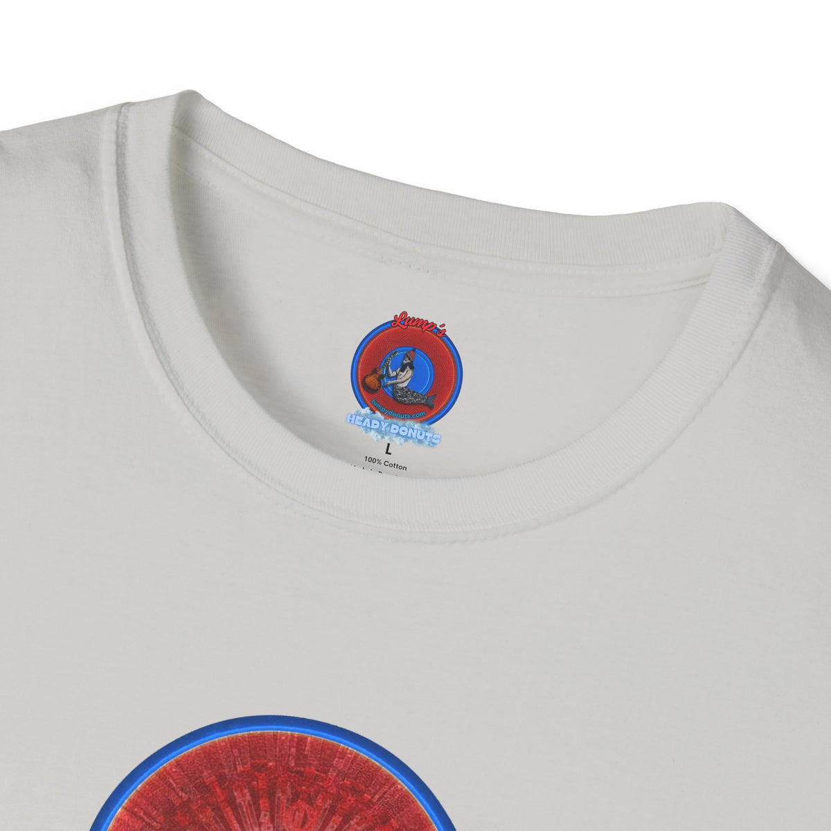 Classic Donut Tee - Unisex Soft-Style - "Graphic Translation Tee Shirt" - vivid red/blue tube donut - variant 1