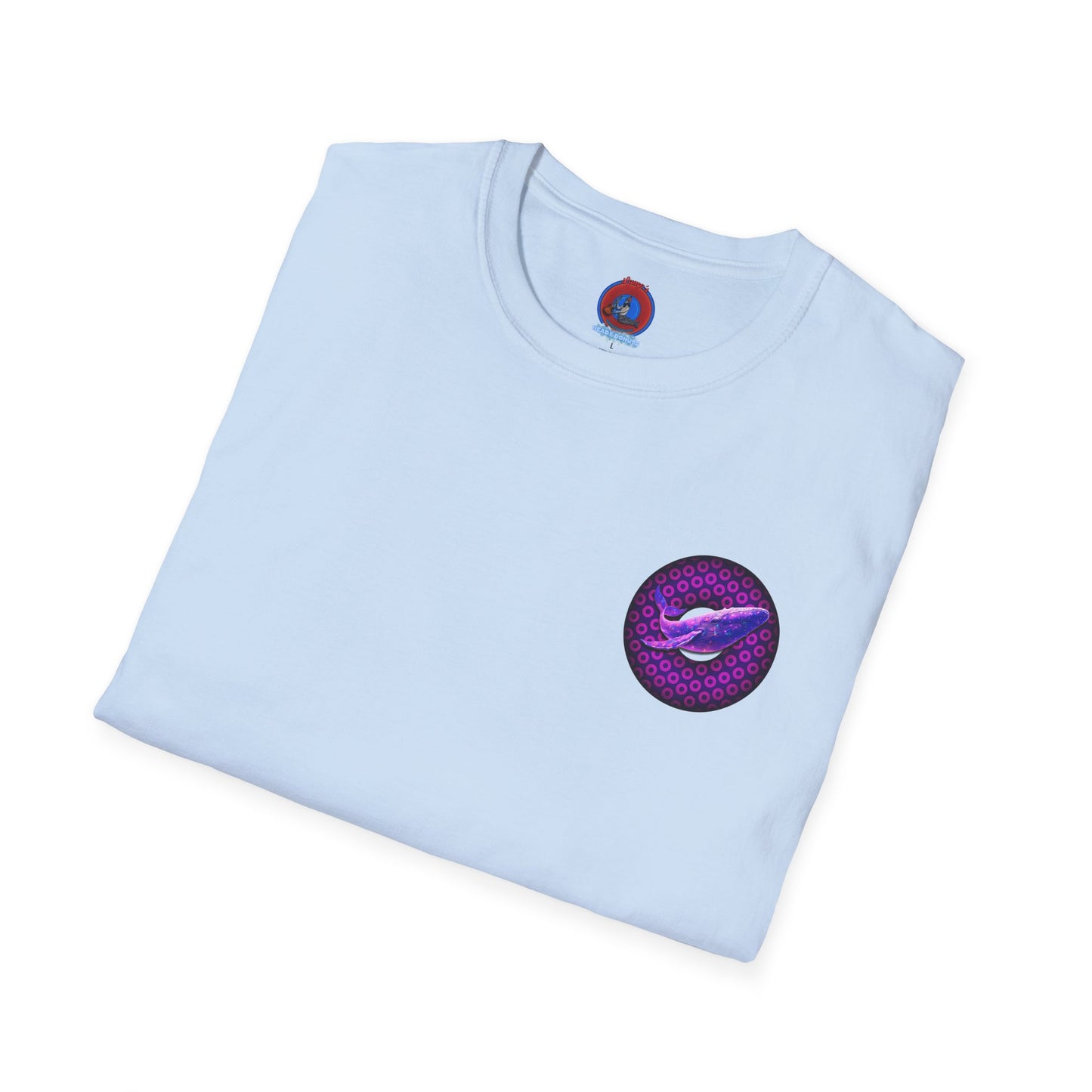 Classic Donut Tee - Unisex Soft-Style - "A Purple Humpback Whale of a Good Time" - variant 1 - purple paradoxical donut