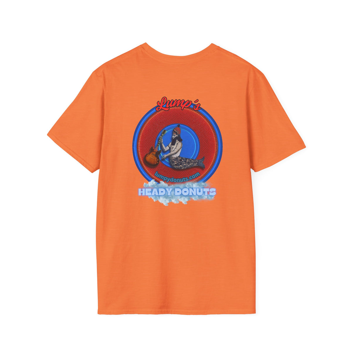Classic Donut Tee - Unisex Soft-Style - "Lump's Heady Donuts Logo" - series 1.0  - red/blue rustic donut