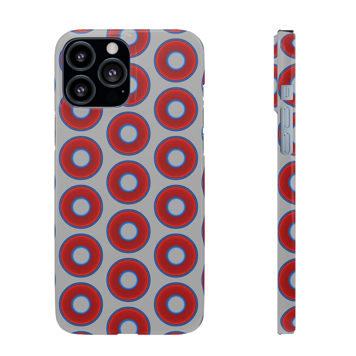 Lumpy Donut Snap Case - red vivid donut print w/light gray background