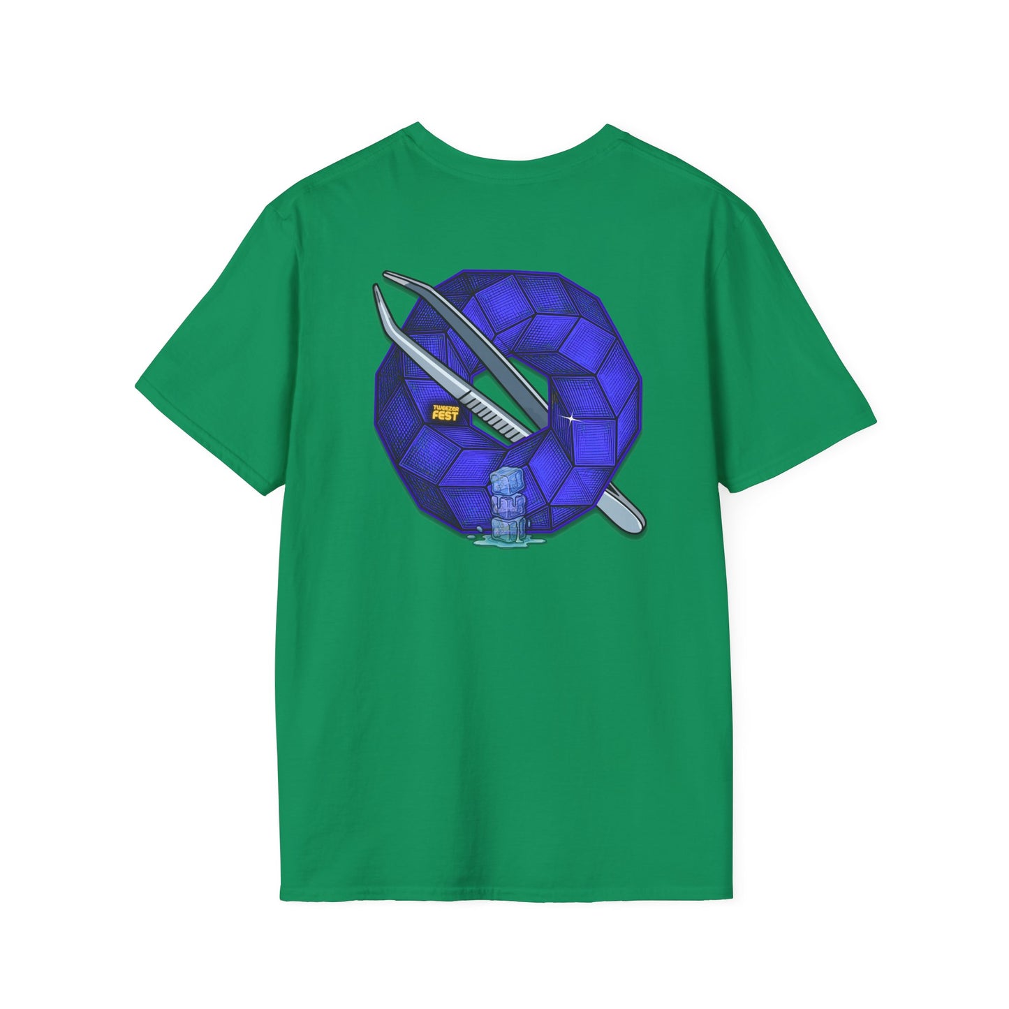 Classic Donut Tee - Unisex Soft-Style - "The Teasing Donut" - rustic dark royal blue cubed donut