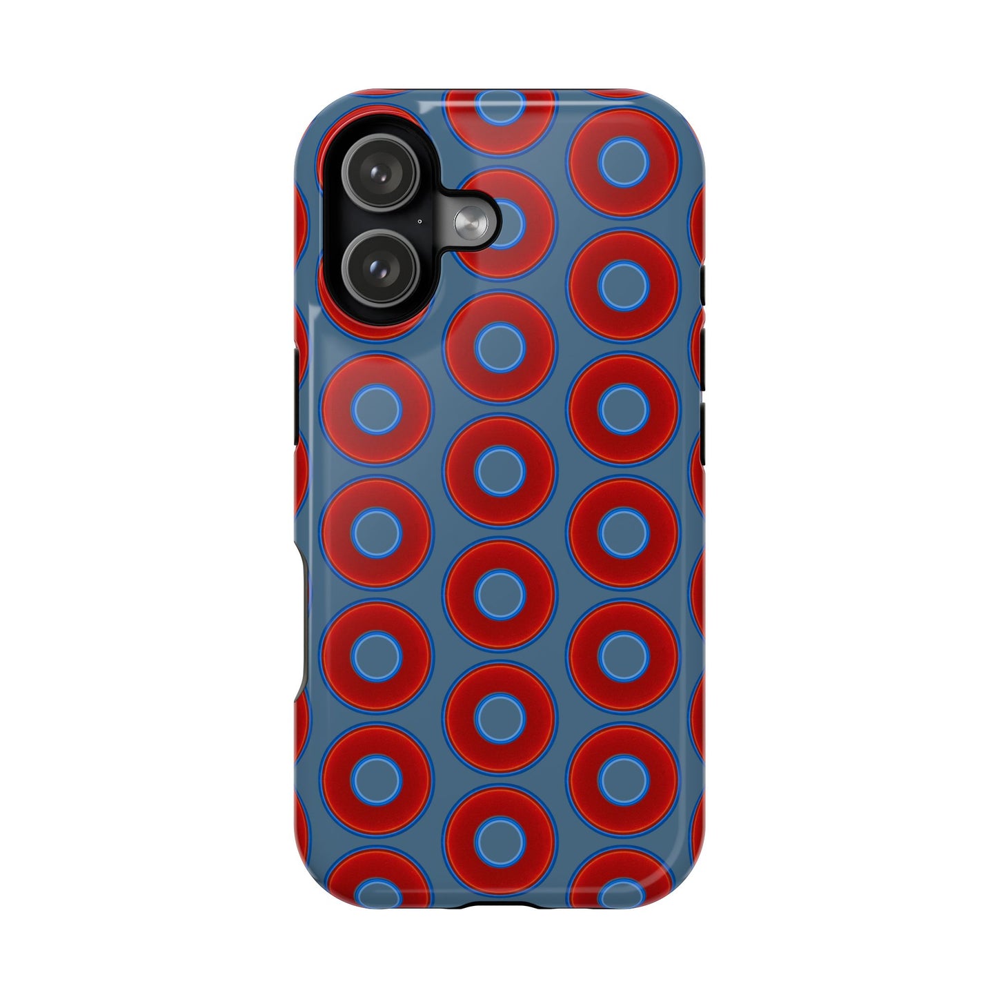 Magnetic Tough Donut Case - red vivid donut print w/steel blue background