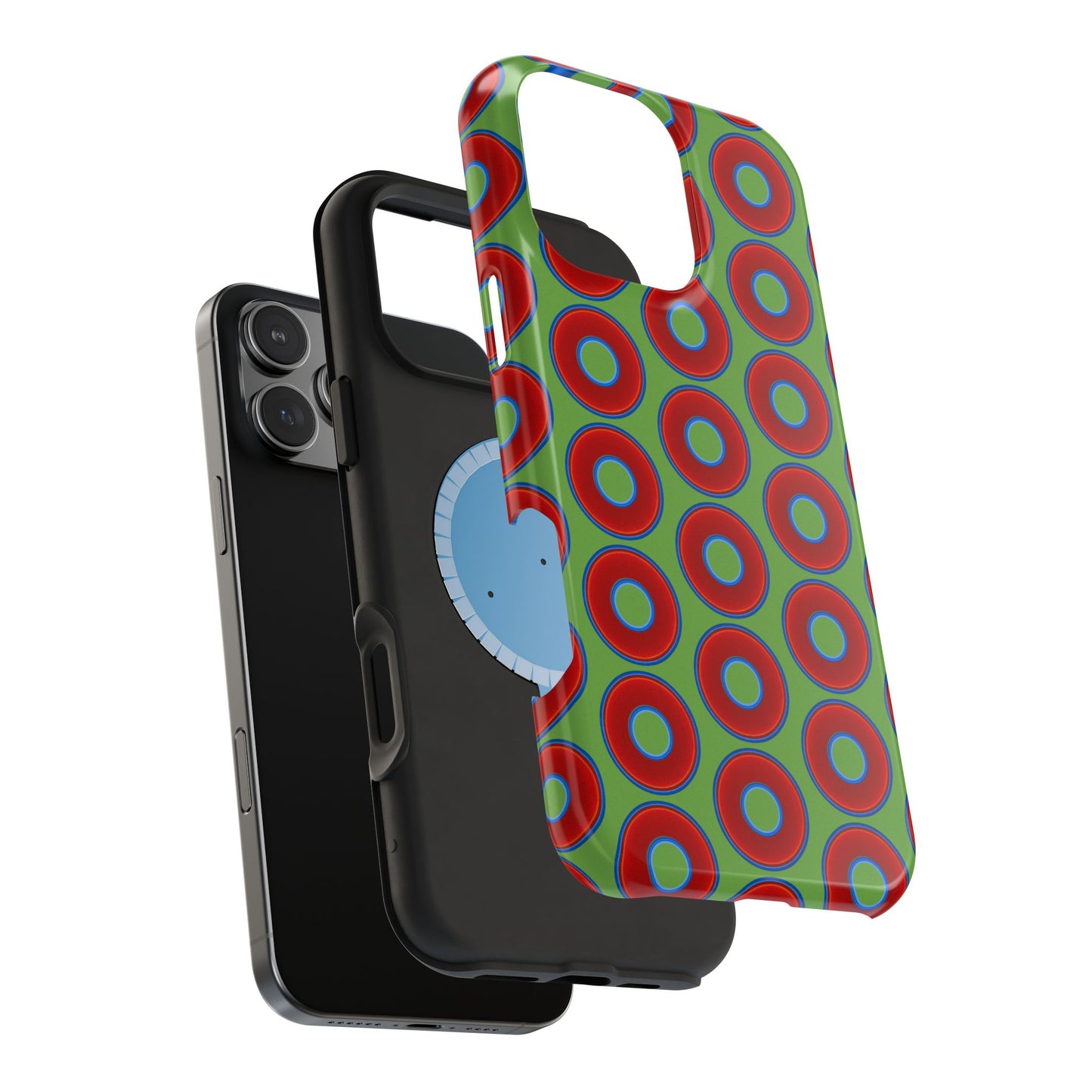 Magnetic Tough Donut Case - red vivid donut print w/light green background