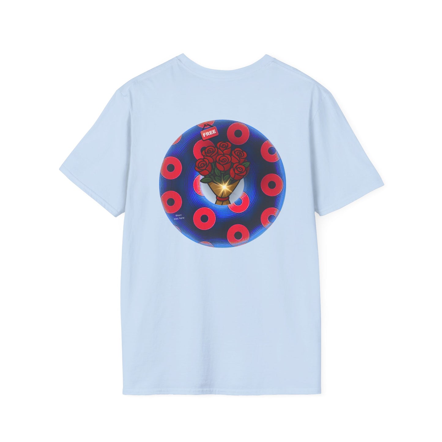 Classic Donut Tee - Unisex Soft-Style - "Donuts of Phreedom" - red/blue paradoxical blimpy donut