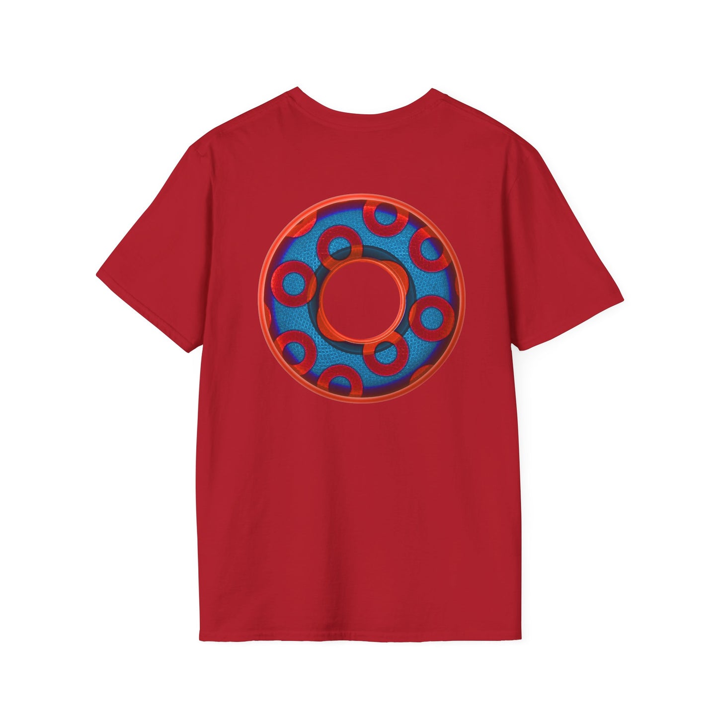 Plain Donuts/Unisex Soft-Style - "Plain Rustic Paradoxical Donuts" - red/light royal blue donuts
