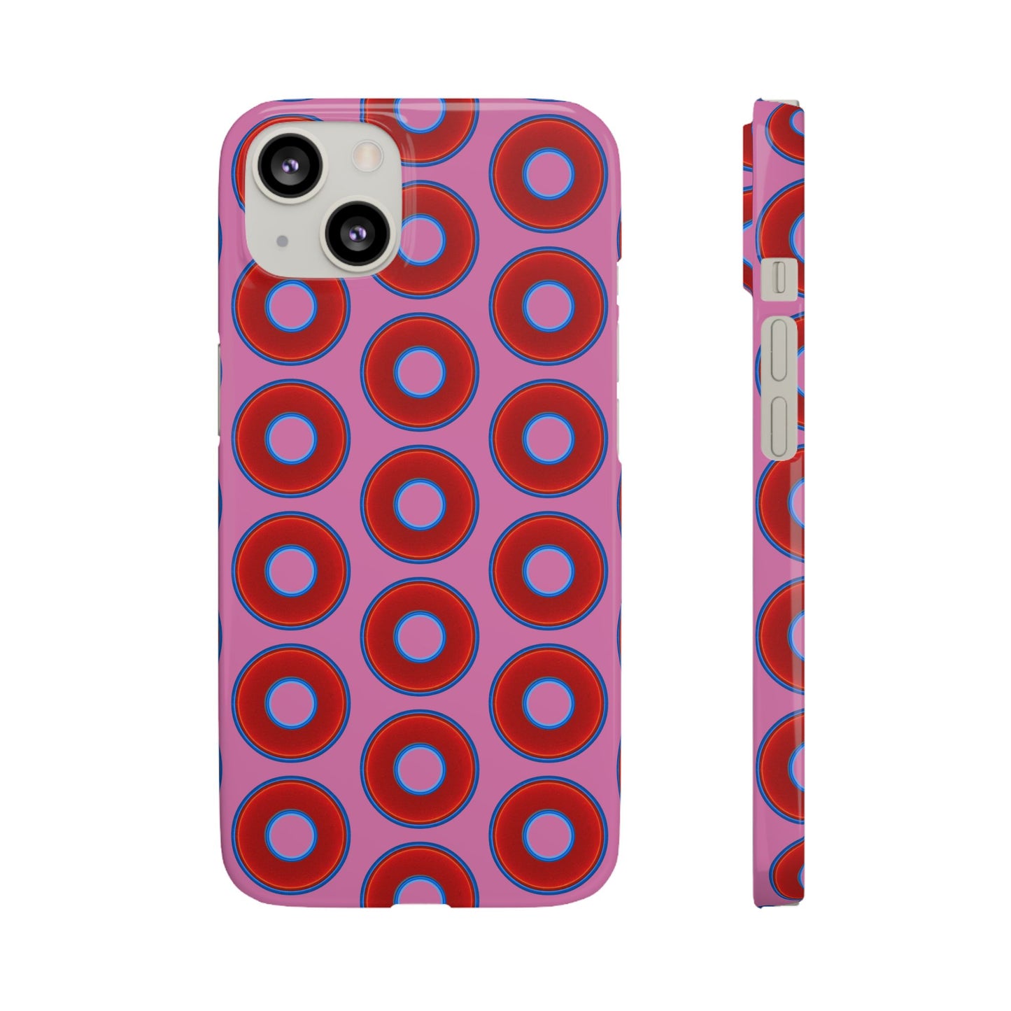 Lumpy Donut Snap Case - red vivid donut print w/light pink background