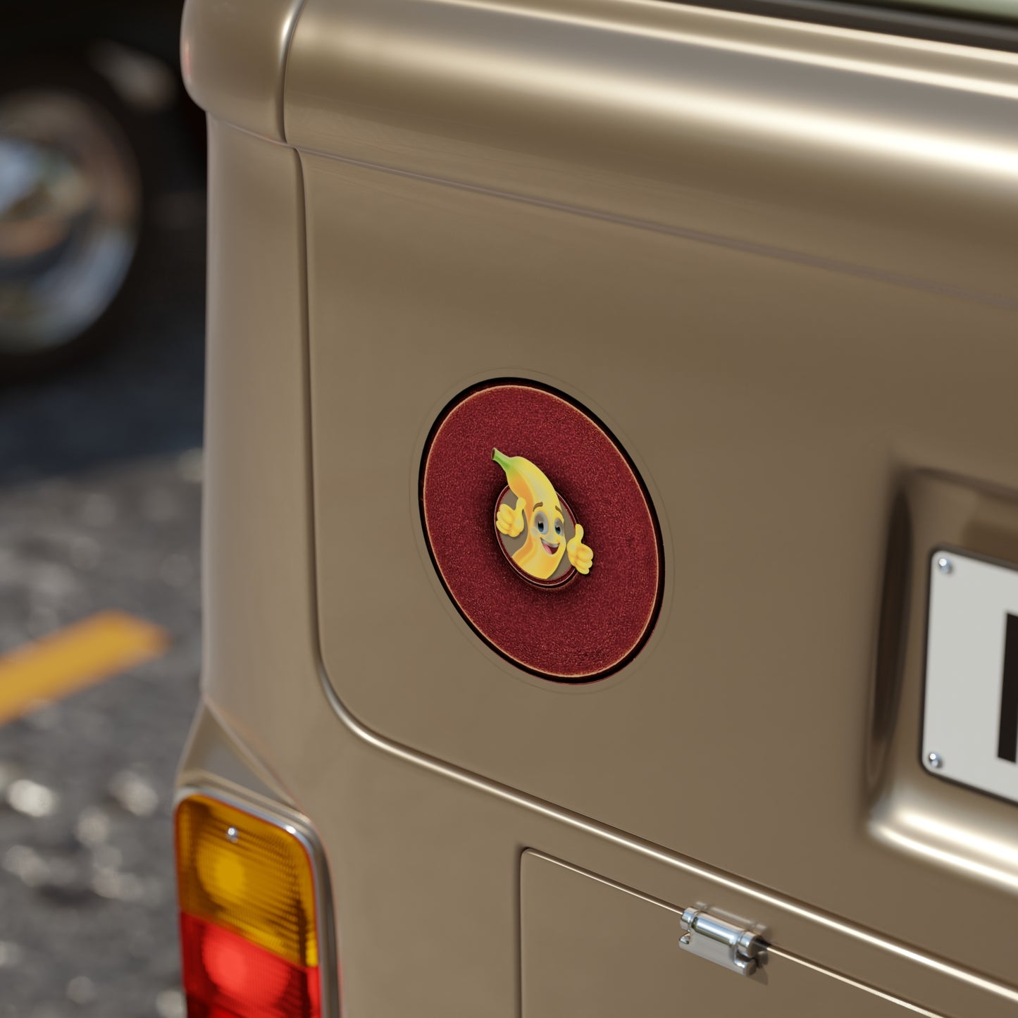 Donut Bumper/Outdoor Sticker - "Dis Sheet... it's Bananas" - variant 4 - dark red donut - [Die-Cut] 6"x 6"