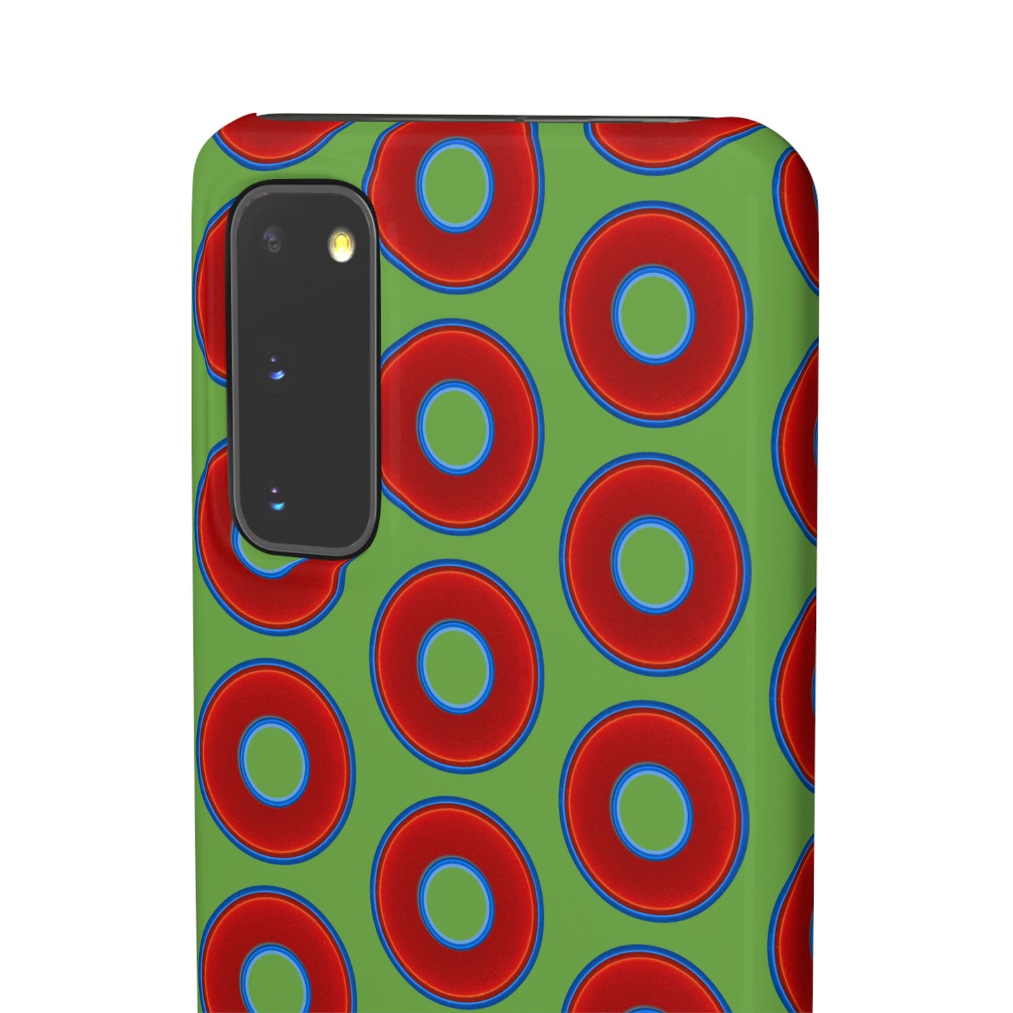 <Lumpy Donut Snap Case - red vivid donut print w/light green background