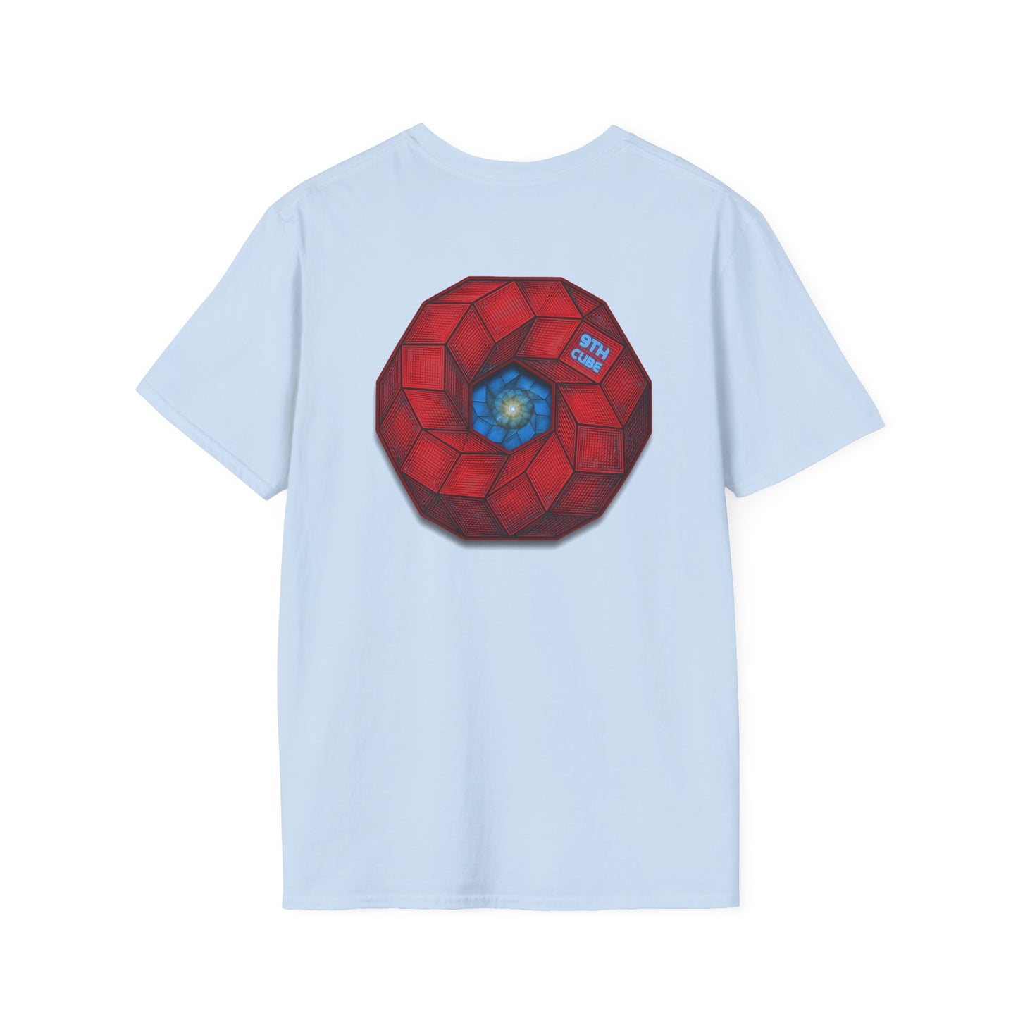 Classic Donut Tee - Unisex Soft-Style - "The 9th Donut" - rustic red/blue cubed donut - variant 2