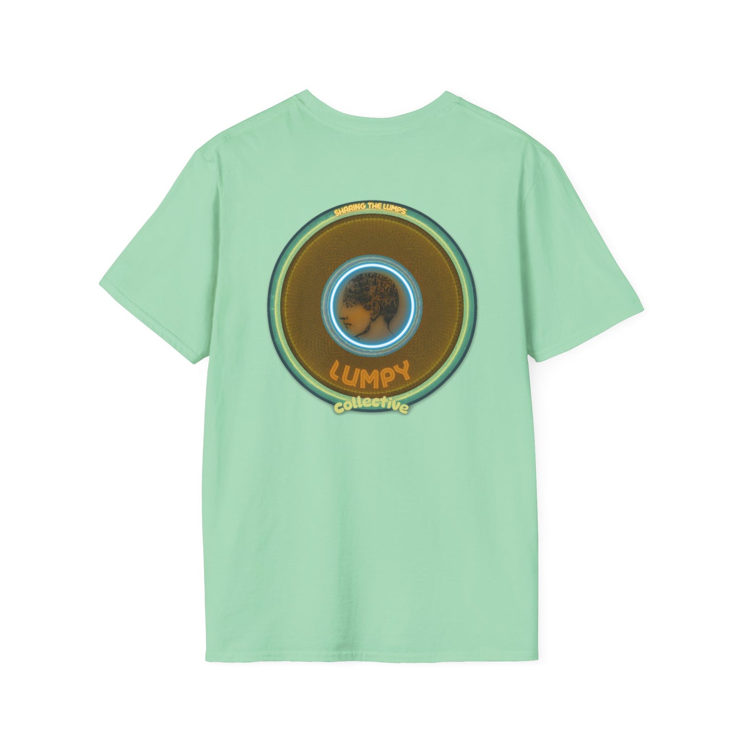 Classic Donut Tee - Unisex Soft-Style - "Lumpy Collective Donut" - bronze/green lumpy donut - variant 5