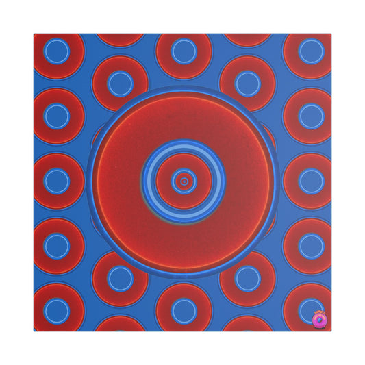 Donuts4charity - Giant Canvas [36" x 36"] - vivid red donut / vivid red donut print / dark royal blue background