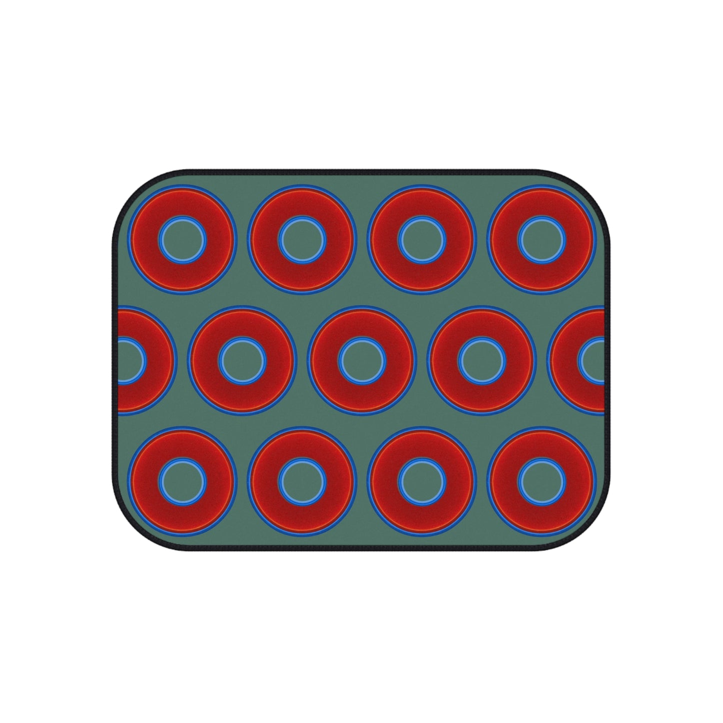 Contacted Car Mats - vivid donut print w/Fenway green background