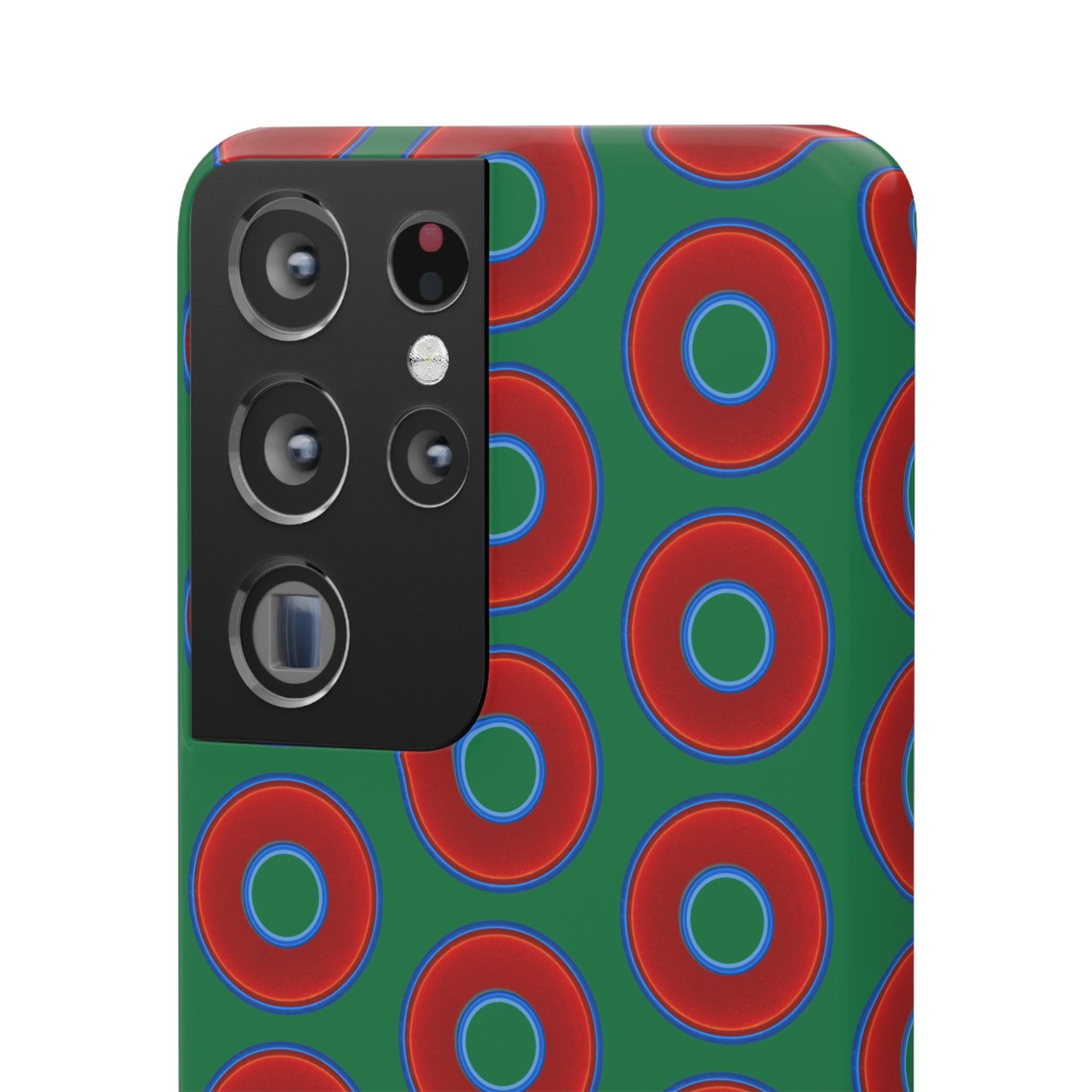 Lumpy Donut Snap Case - red vivid donut print w/green background