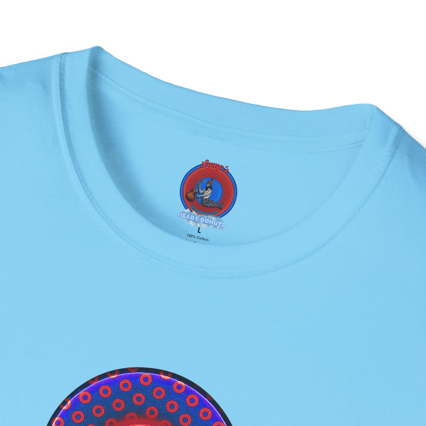 Classic Donut Tee - Unisex Soft-Style - "Vivid Donut inside a Paradox Donut" - blue/red electric paradox donut - variant 1