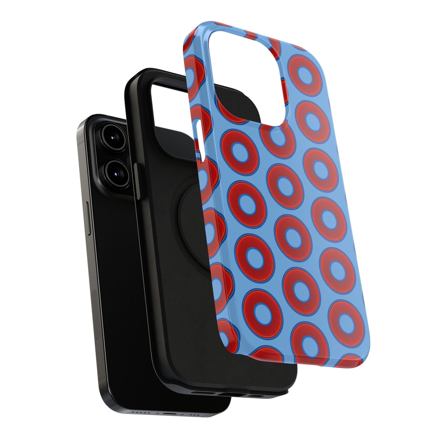 Impact-Resistant Lumpy Donut Case - red vivid donut print w/light blue background