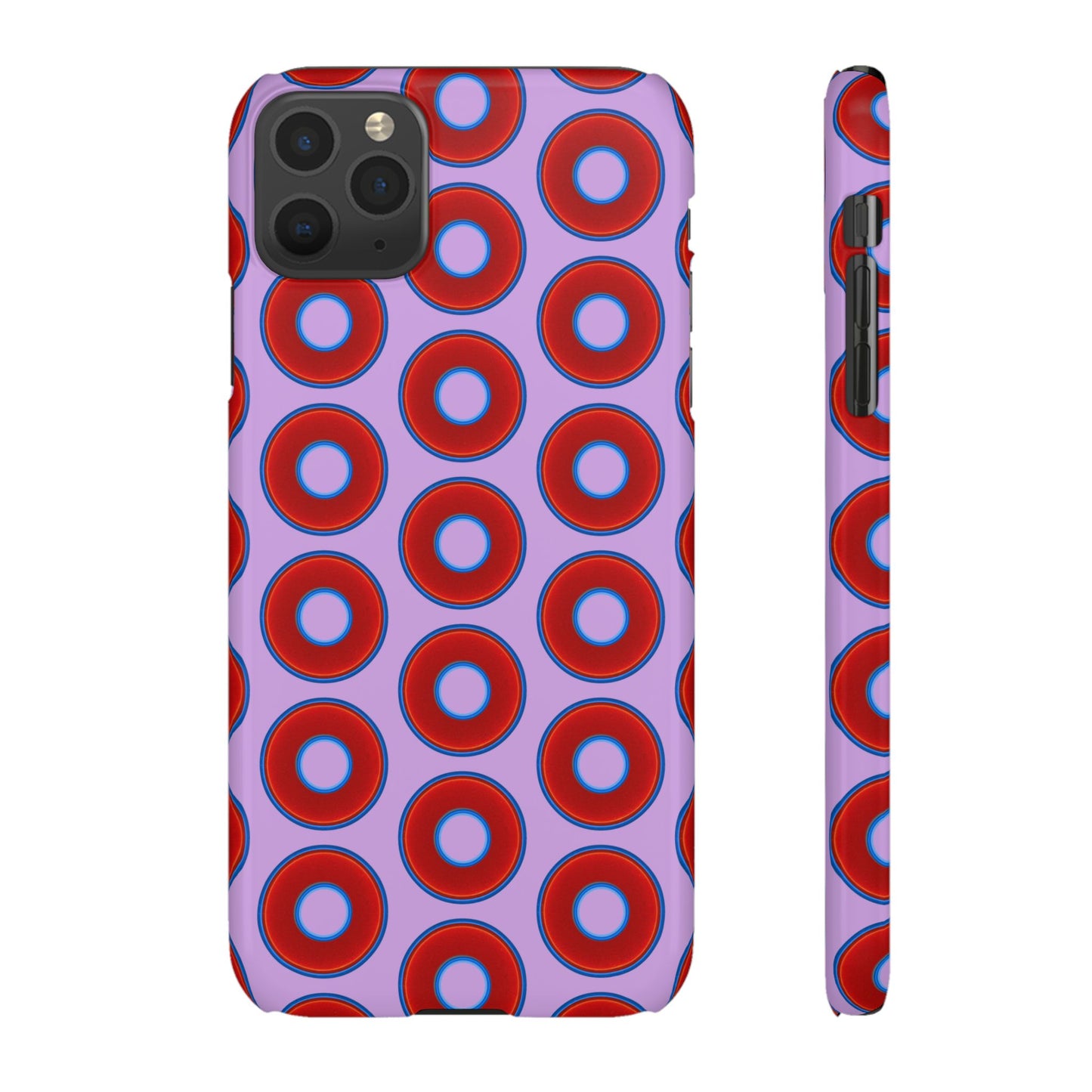 Lumpy Donut Snap Case - red vivid donut print w/wisteria purple background