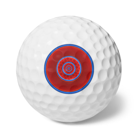 Lumpy Donut Golf Balls - 6-pack - "Plain/Abstract Donut" - red/blue vivid donut w/paradox donut tube