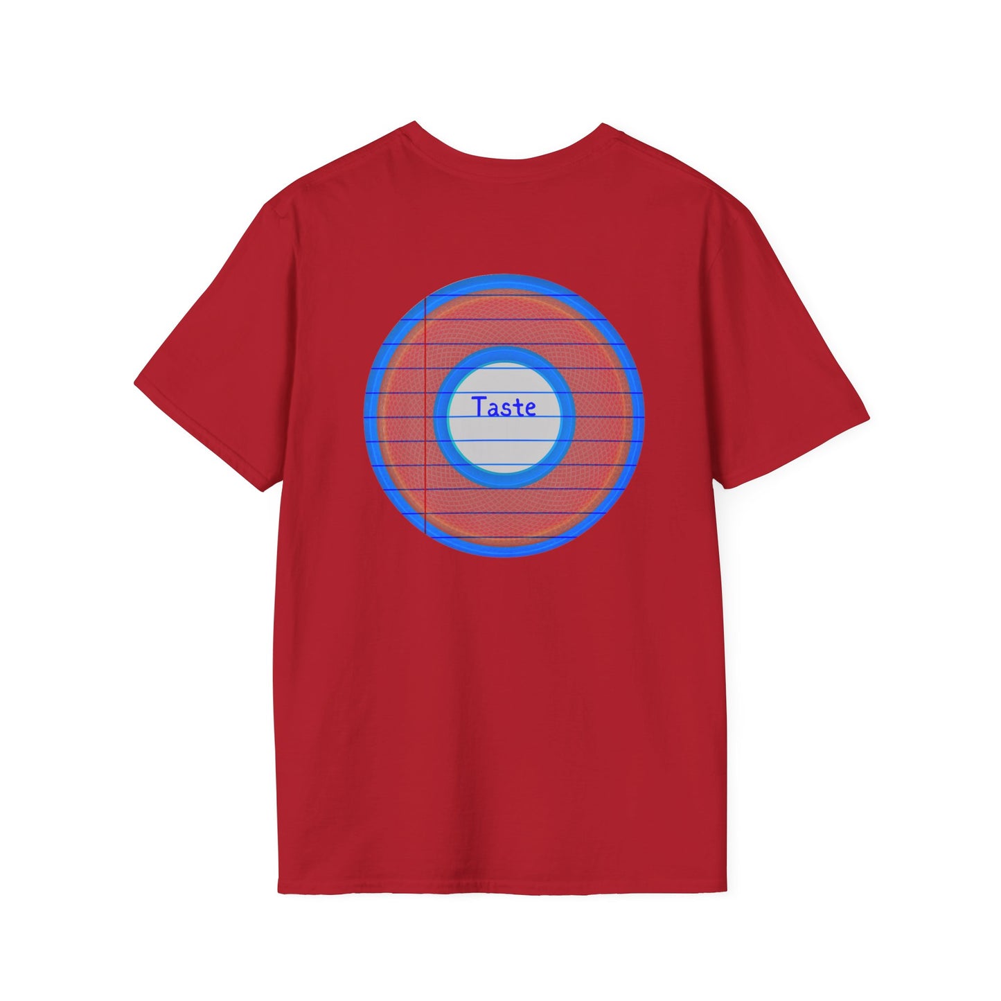 Classic Donut Tee - Unisex Soft-Style - "That's 1 Tasty Donut" - series 1.0  - variant 1 - red donut w/blue ink