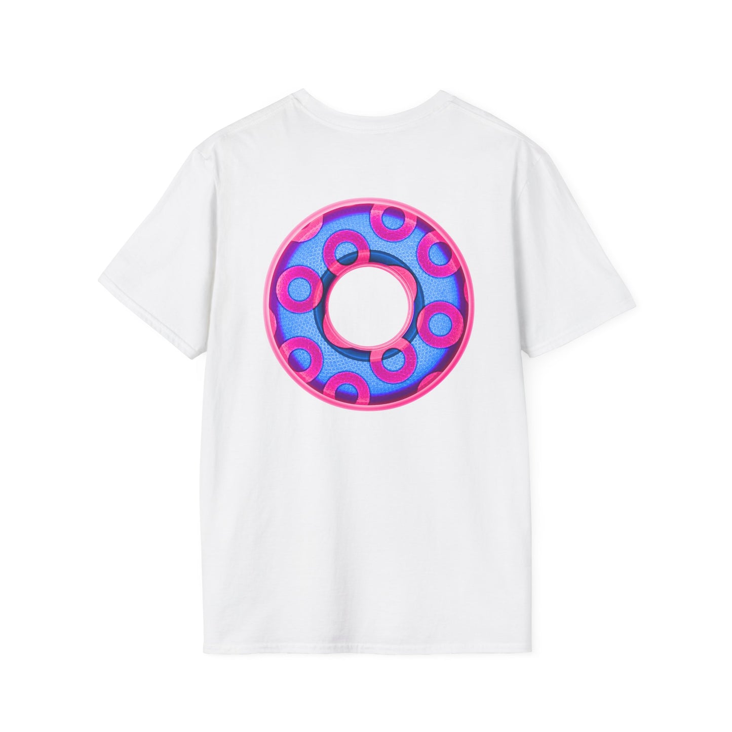 Plain Donuts/Unisex Soft-Style - "Plain Rustic Paradoxical Donuts" - light blue/magenta donuts
