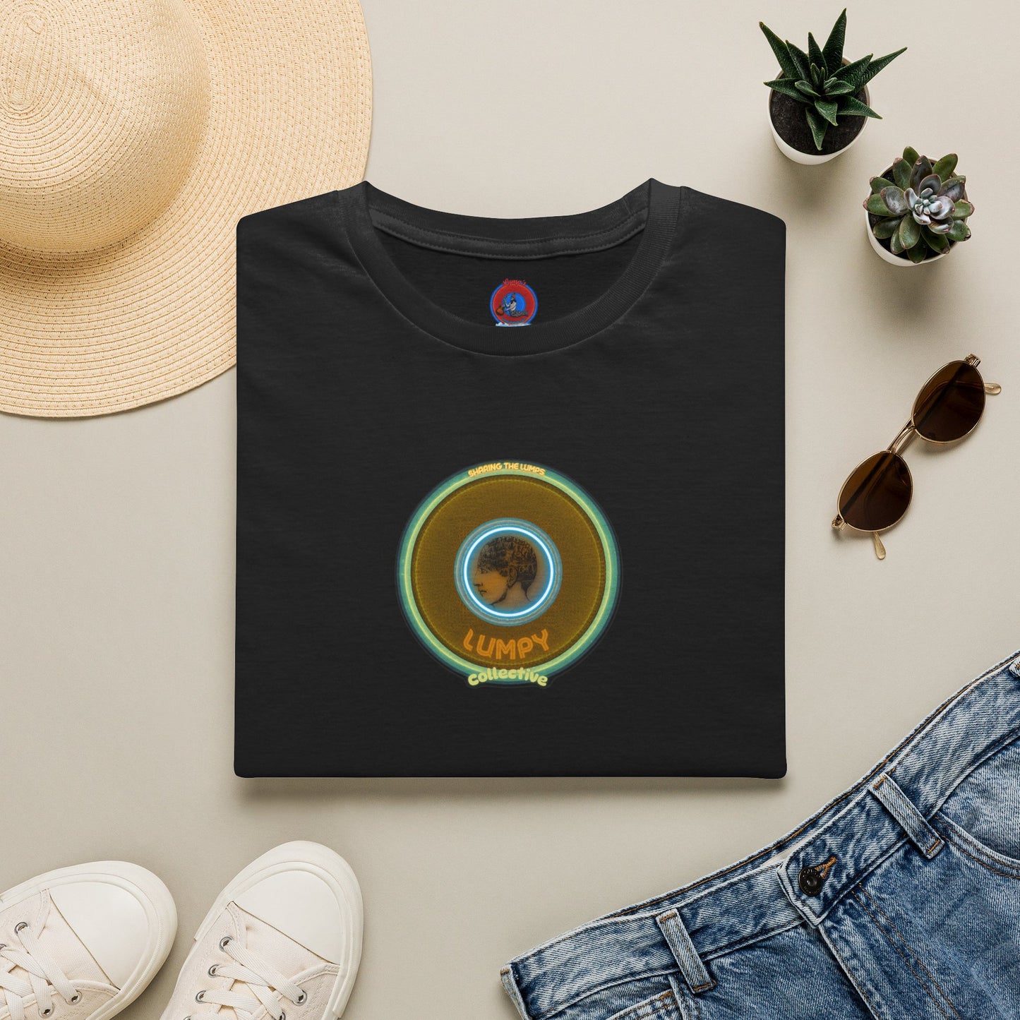 Classic Donut Tee - Unisex Soft-Style - "Lumpy Collective Donut" - bronze/green lumpy donut - variant 5