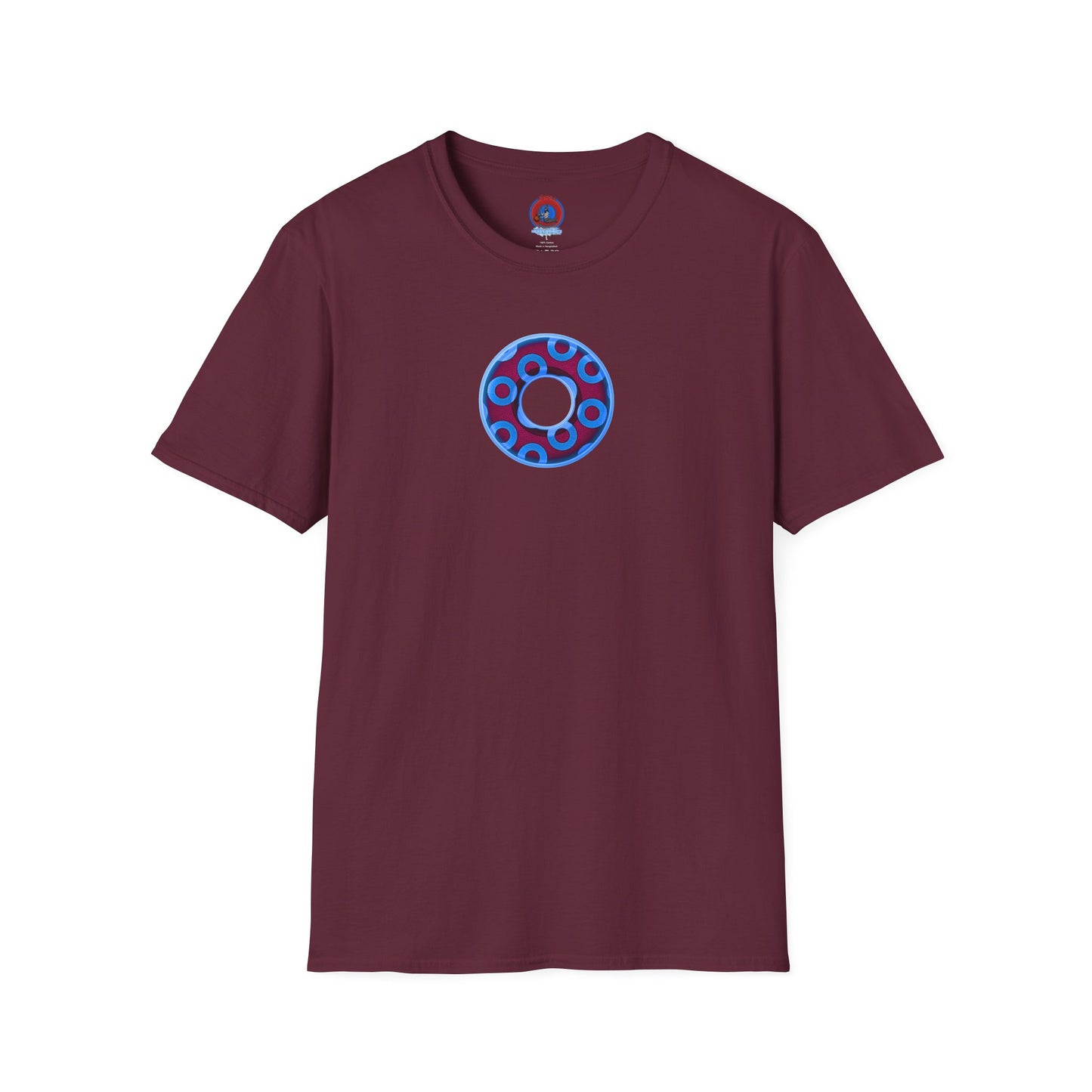 Plain Donuts/Unisex Soft-Style - "Plain Rustic Paradoxical Donuts" - light blue/burgundy donuts