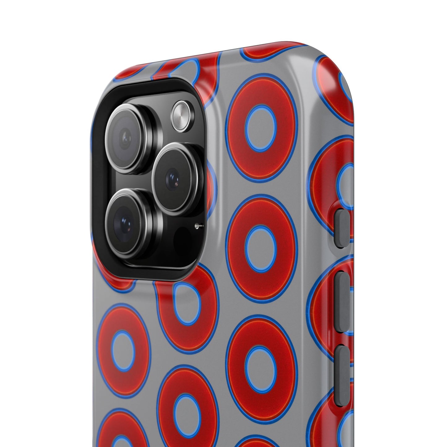 Impact-Resistant Lumpy Donut Case - red vivid donut print w/gray background