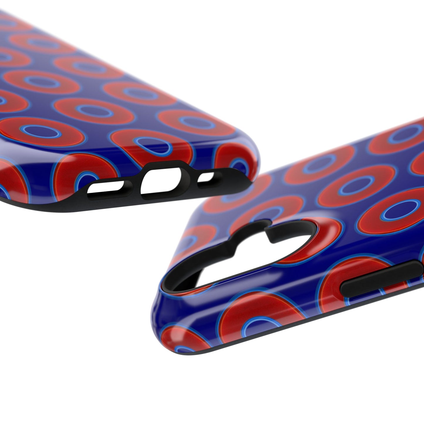 Impact-Resistant Lumpy Donut Case - red vivid donut print w/vivid navy background
