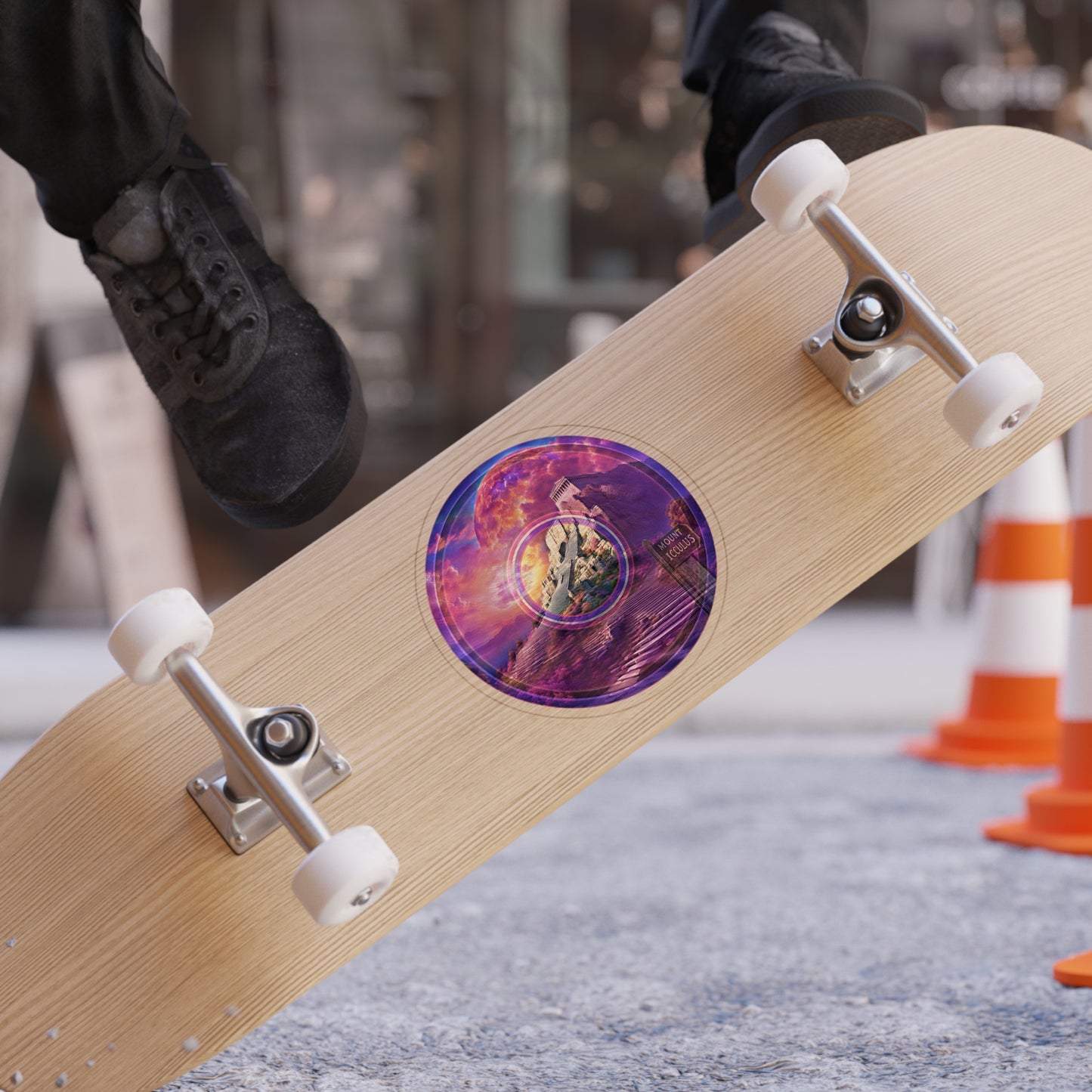 Donut Bumper/Outdoor Sticker - "Icculus Mountain Fresh Donuts" - series 1.0 - purple/magenta picture donut - [Die-Cut] 6"x 6"