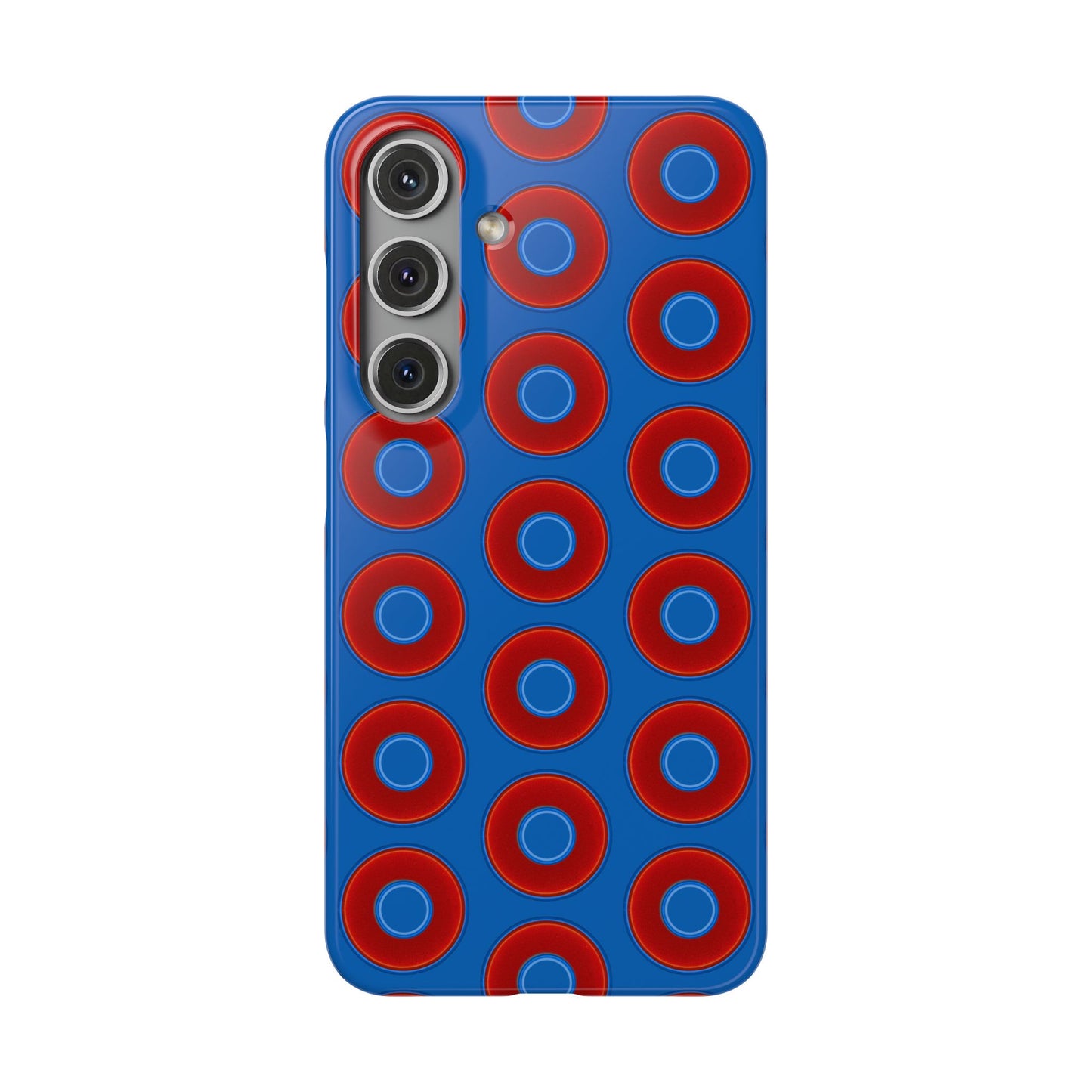 Lumpy Donut Snap Case - red vivid donut print w/dark royal background