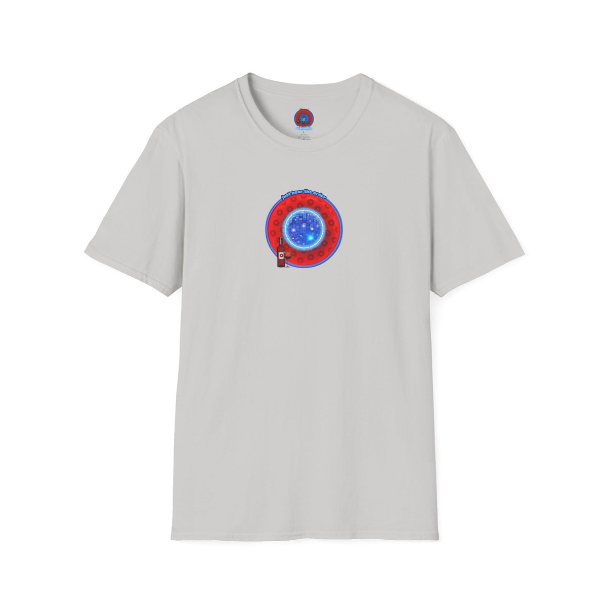 Classic Donut Tee - Unisex Soft-Style - "The Skipper's Donut" - red/blue paradoxical widemouthed donut - variant 1