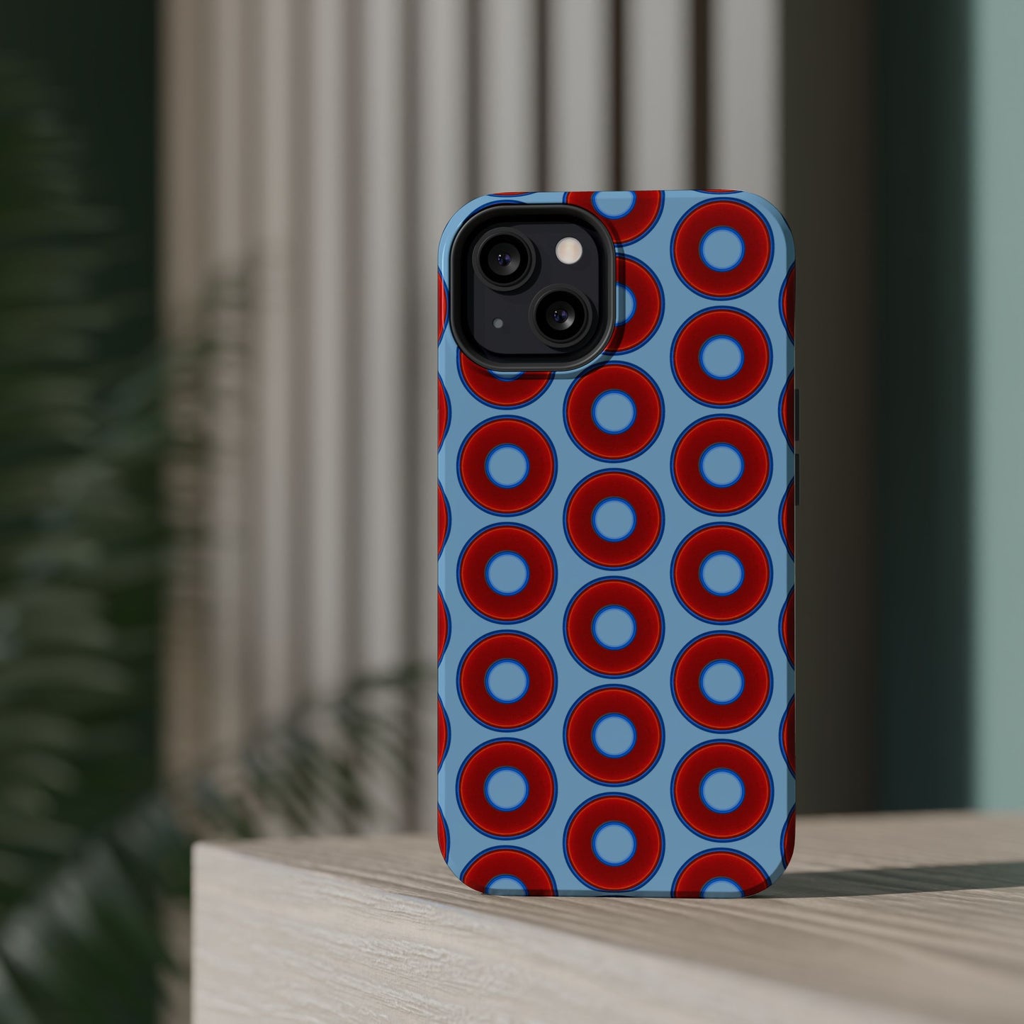 Magnetic Tough Donut Case - red vivid donut print w/sky blue background