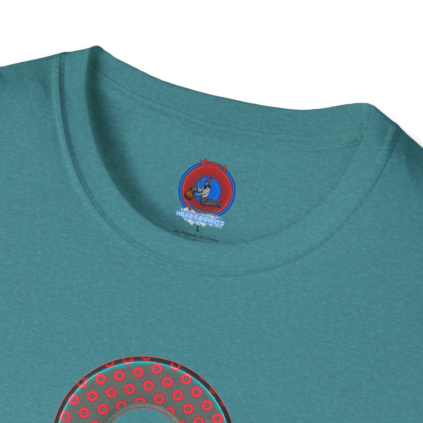 Plain Donuts/Unisex Soft-Style - "Plain Electric Paradoxical Donuts" - dark teal/red donuts