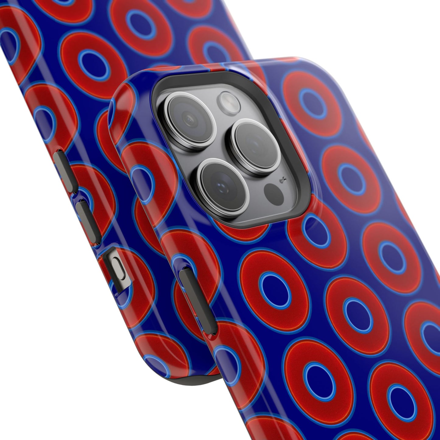 Magnetic Tough Donut Case - red vivid donut print w/vivid navy blue background