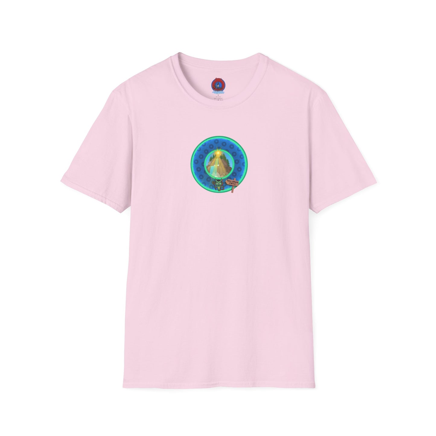 Classic Donut Tee - Unisex Soft-Style - "Devil's Drowning Donuts" - blue/green paradox donut